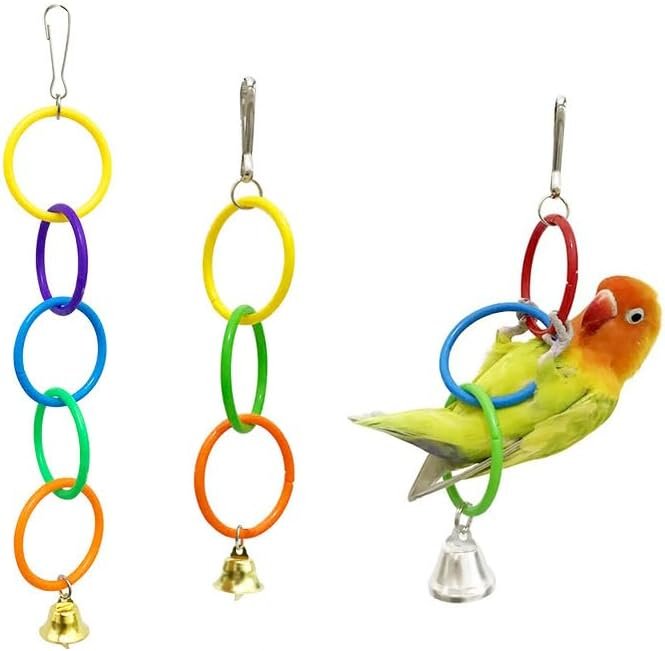 2 Pack Hanging Swing Parrot Toys,Bird Parrot Swing Toys,Bird Toys for Conures,Budgerigar, Parakeet, Cockatiel, Mynah, Love Birds, Finches and Other Small to Medium Birds