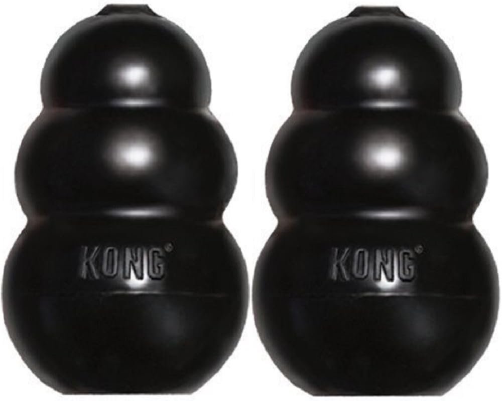 Kong Extreme Dog Toy 2-Pack, Large – Tough Chew Toys for Aggressive Chewers – Black Durable Rubber