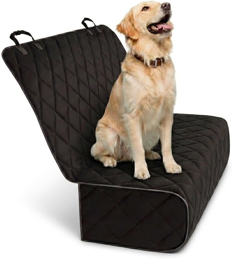 Active Pets Black Car Rear Seat Cover for Dogs, Durable Waterproof & Scratch Resistant Vehicle Backseat Protector, Nonslip Dog Accessory & Pet Protection for Back Seats, Machine Washable