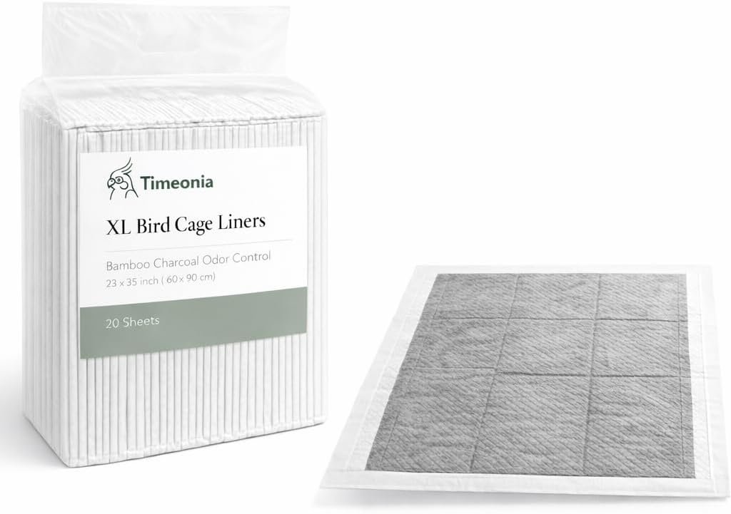 XL Bird Cage Liners 23.6″x35.4″ 20pk Bamboo Charcoal | 7-layer bamboo charcoal controls odor & dander. 20-pack = 40 weeks for macaws & large parrots. Quick cleanup at $0.15/day.