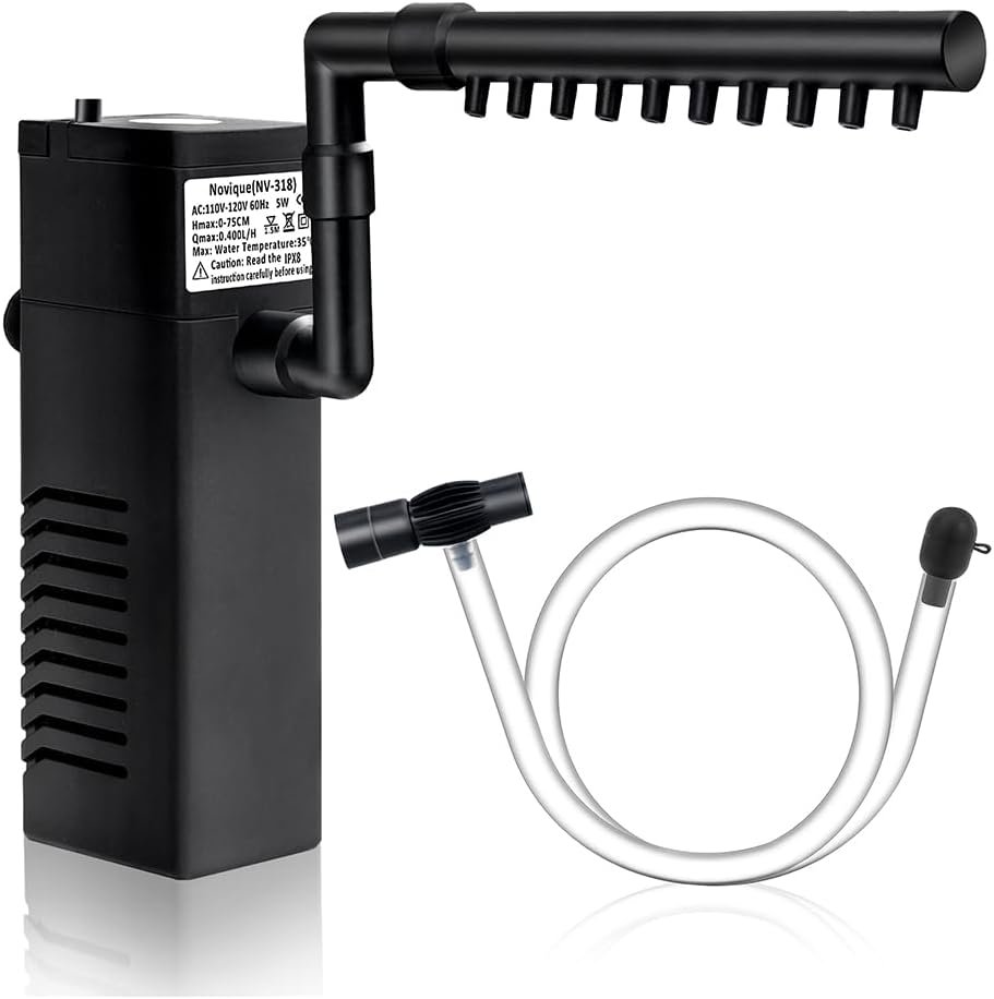 Submersible Internal Aquarium Filter Multiple Function Powerful Pump Fish Tank Filter for 10-20 Gallon Tanks 105 GPH 5W