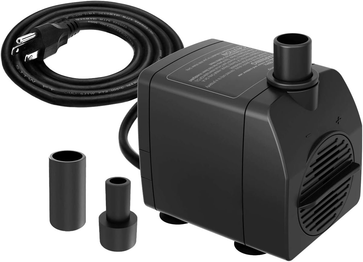 Submersible Water Pump 200GPH 5.2ft. High Lift for Fountains | Ultra Quiet, Over Heating Protection, Perfect for Outdoor Fountain, Hydroponics, Small Pond, Aquarium, Fish Tank