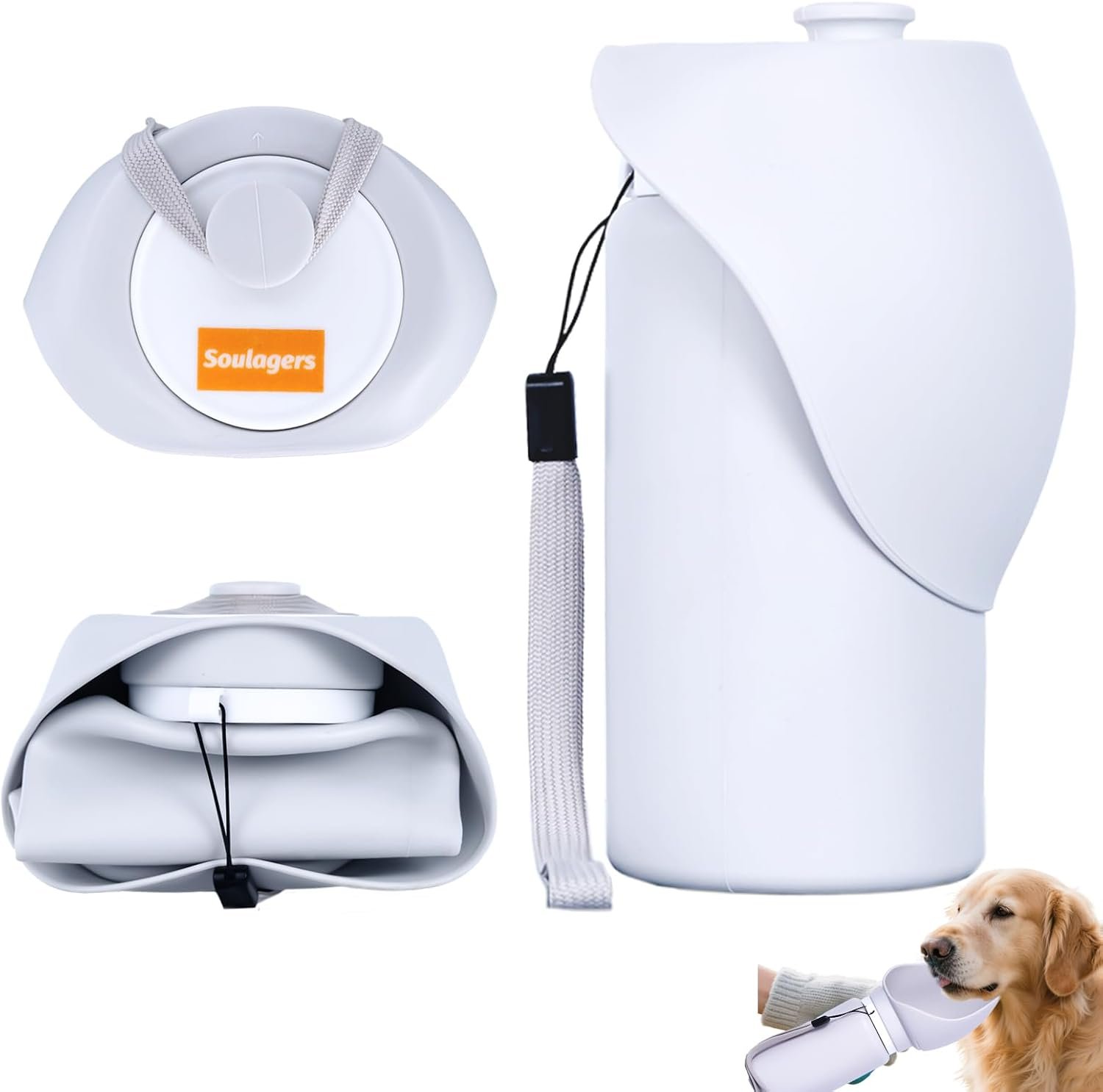Dog Water Bottle, Silicone Foldable Bottle for Pets, Portable Pet Water Dispenser, Outdoor Travel Dog Drink, Walking Cat Drink Cup