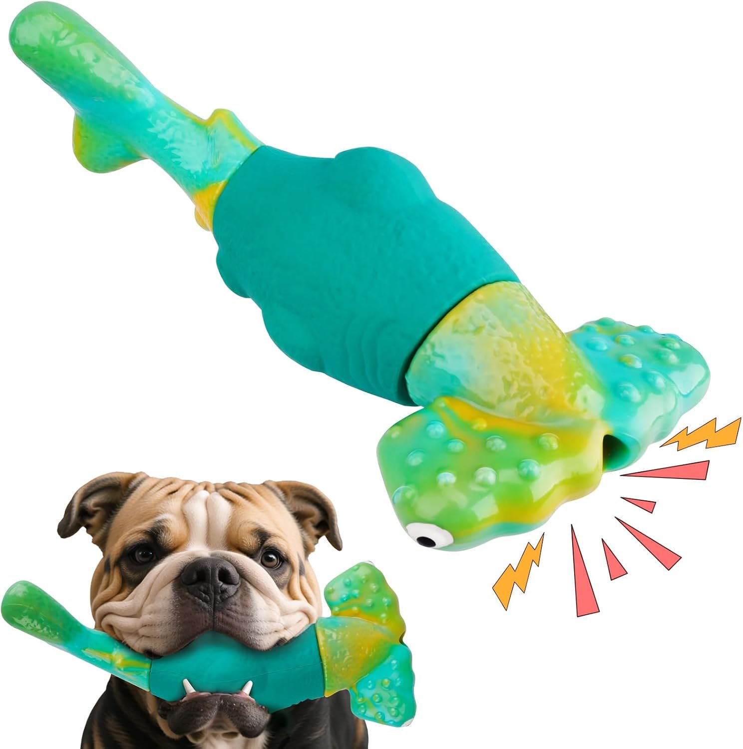 BIKIISEN Dog Toys for Aggressive Chewers, Squeaky Tough Chew Toys | Indestructible Interactive Dog Chew Toys for Large Dogs, Keep Them Busy, Gift Toys for Medium/Large Breed (Green)