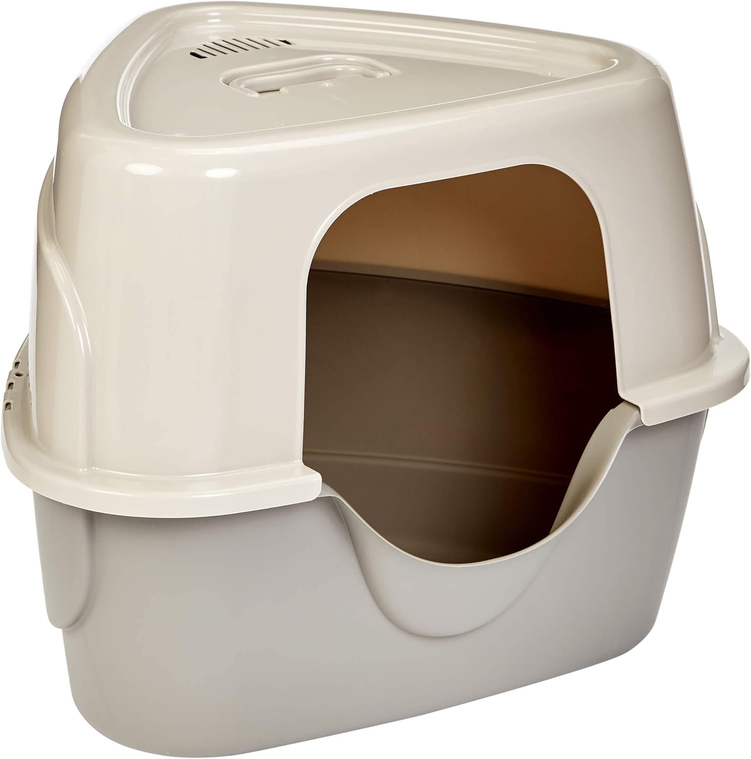 Amazon Basics Cat Litter Box with Lid, No-Mess, Spacious Enclosed Design with Odor Control, Easy Access, Stain Resistant, 26″ x 23″ x 20″, Charcoal