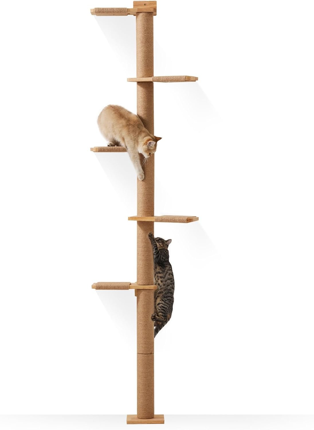 FUKUMARU Wall-Mounted Cat Tree for Small & Medium Cats | 5-Tier Tall, Scratching Post, Indoor Cat Wall Shelves, Climbing Tower, For Climbing, Scratching & Lookout