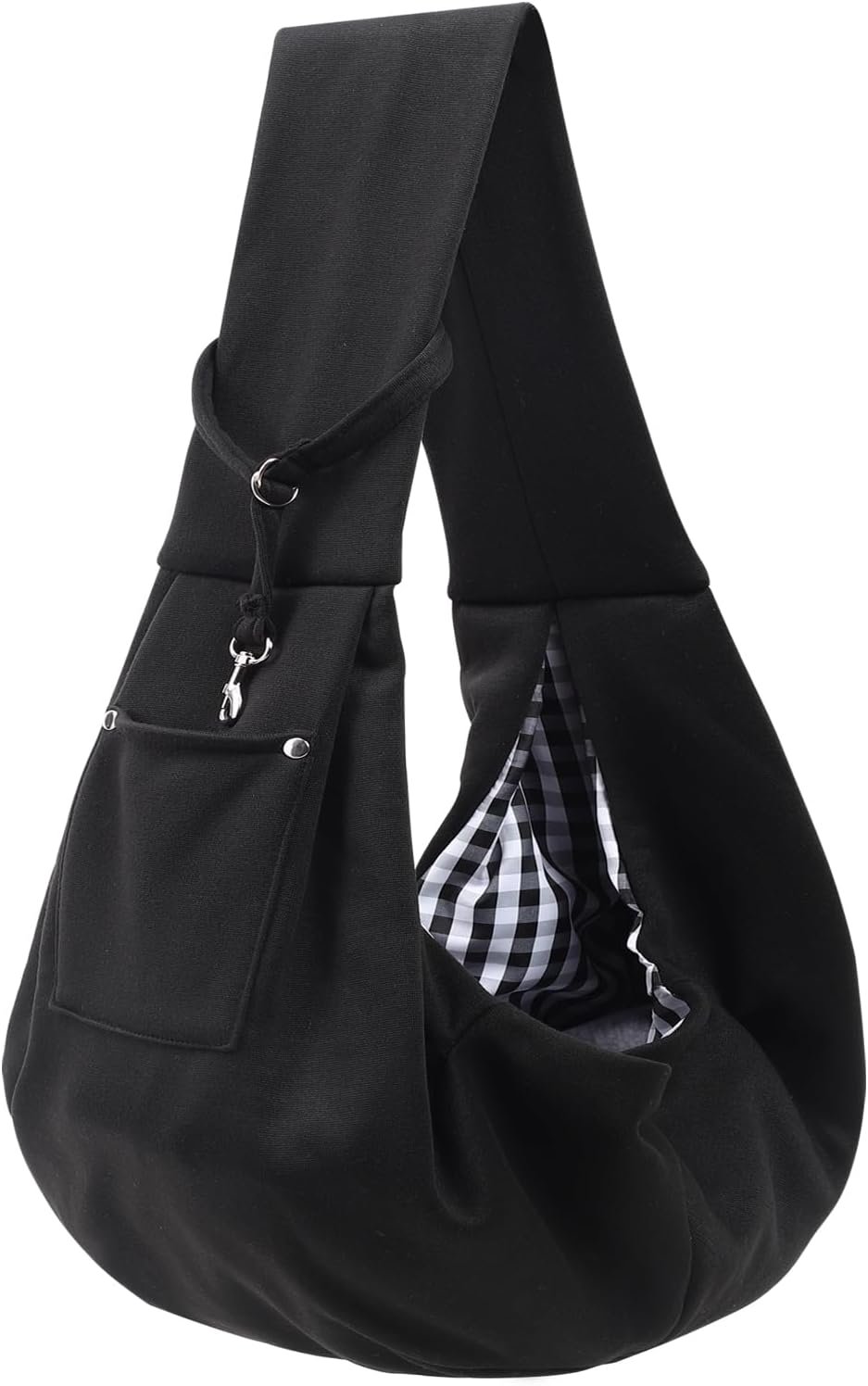 ARZQUT Dog and Cats Carrier Sling, Small Pet Carrier with Storage Pocket | Reversible Puppy Sling Carrier, Safety Buckle, Storage bag, Machine Washable for Travel, Outdoor Activitie, Hand-Free, Black