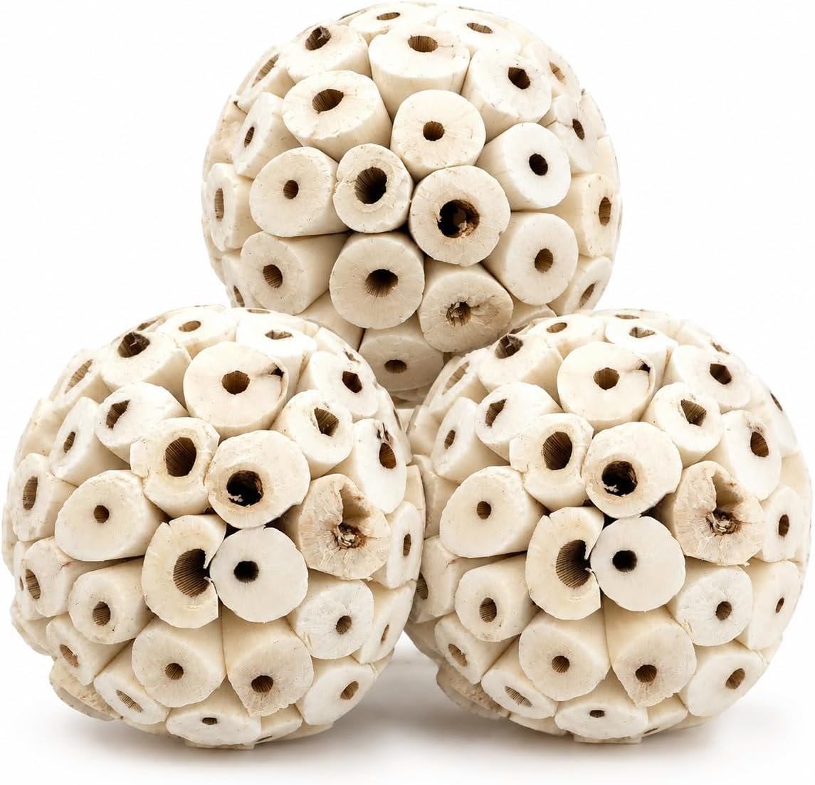Bonka 1214 Pk3 2.25″ Sola Atta Balls Bird Foot Chew Toy Small Medium | Soft lightweight natural pith encourages shredding, chewing, tossing, and foot play