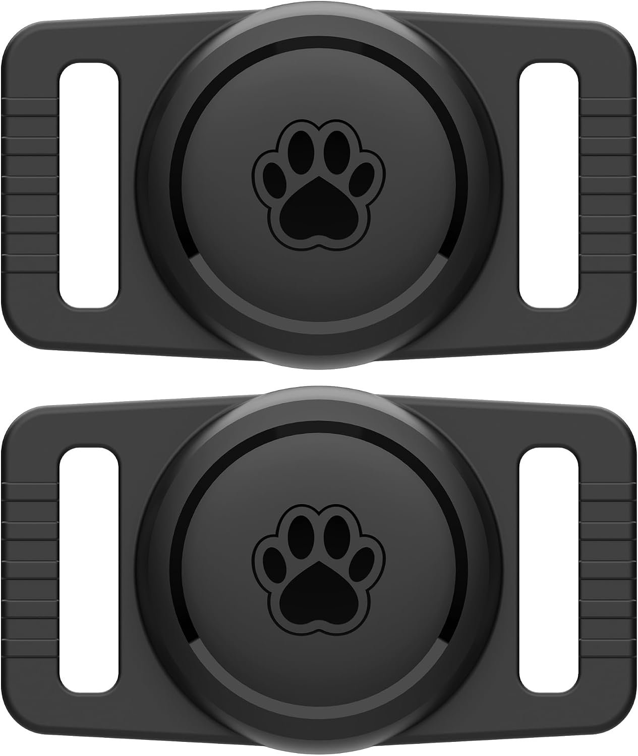 GOCII for Airtag Dog Collar Holder 2 Pack,Waterproof Dog Collar Holder for Apple AirTag(Gen 1 & 2),Silicone Air Tags Case for Dog Collars(Black)