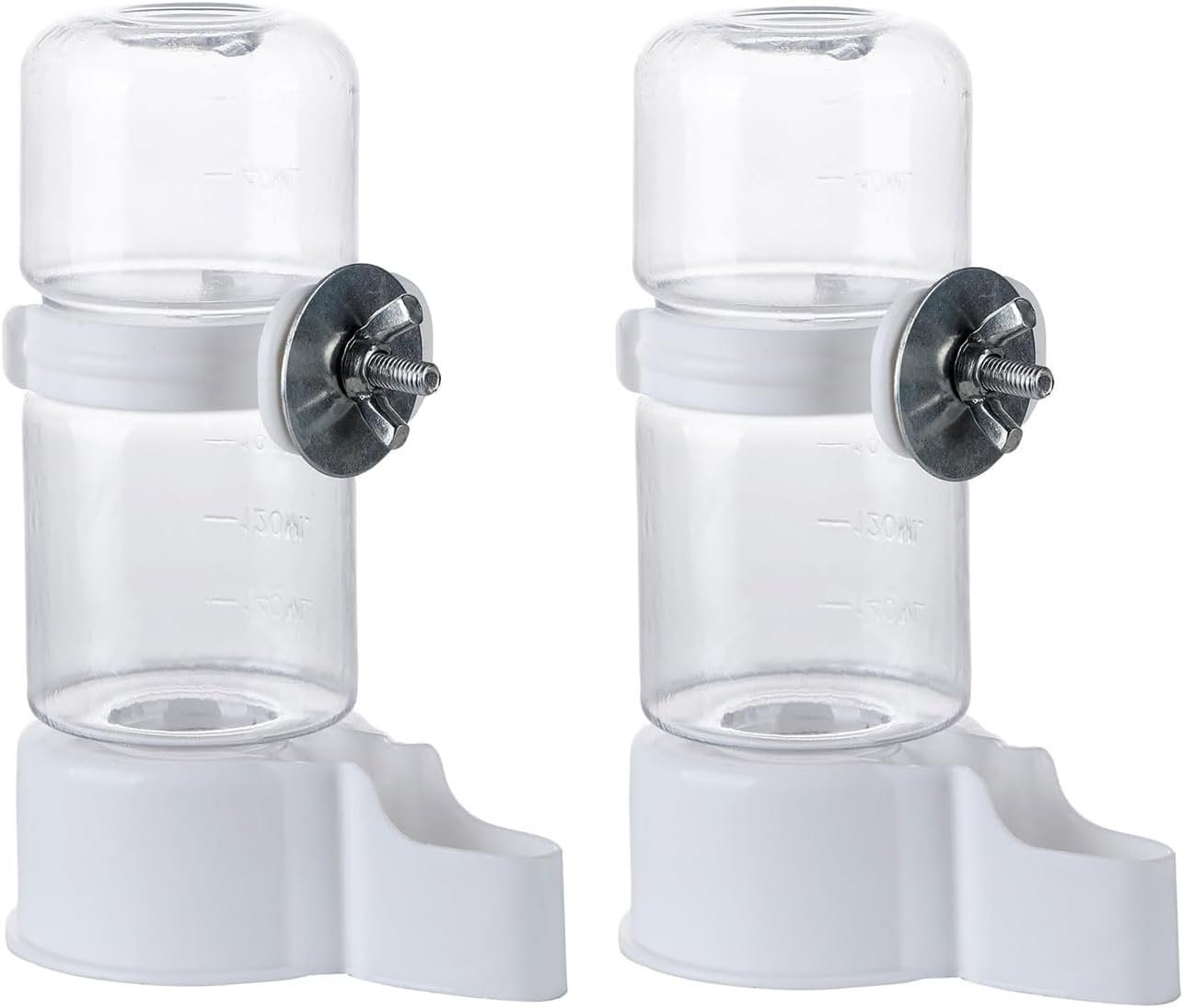 Automatic Bird Feeder and Water Dispenser, 2PCS Cage Accessories for Parrots, Budgie, Lovebirds, Parakeet, Cockatiel – Food Seed and Bottle Drinker (White 140ml)