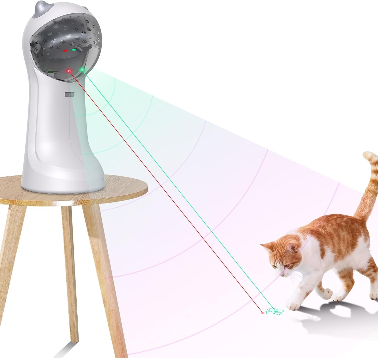 TBTeek Automatic Cat Laser Toy, Red Dot Green Butterfly, USB Rechargeable | Interactive Motion-Activated Cat Toy; Random Rotating; 4 Speed Modes, Adjustable Light Angles; Cat Laser for Indoor Cats