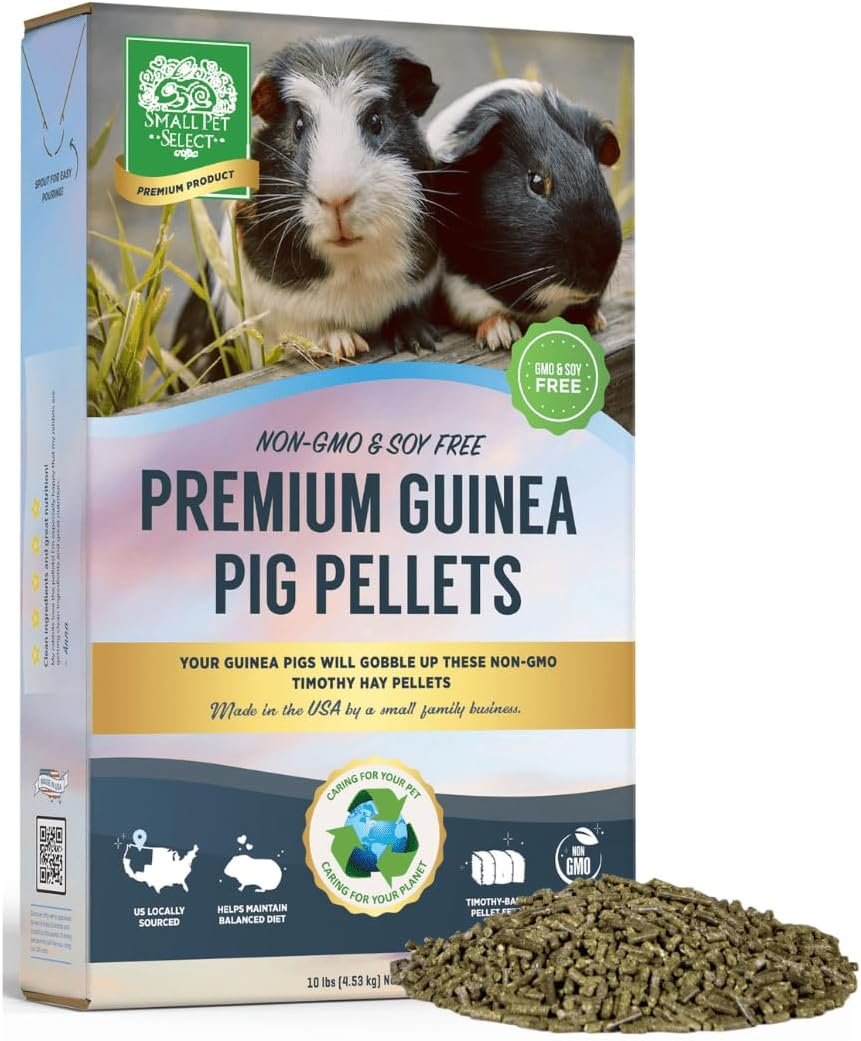 Small Pet Select Premium Guinea Pig Pellet Food, Non-GMO, Soy Free, 10 lb | Local Pacific Northwest Ingredients, Wholesome High Fiber Formula, Small Batch Made, For Guinea Pigs