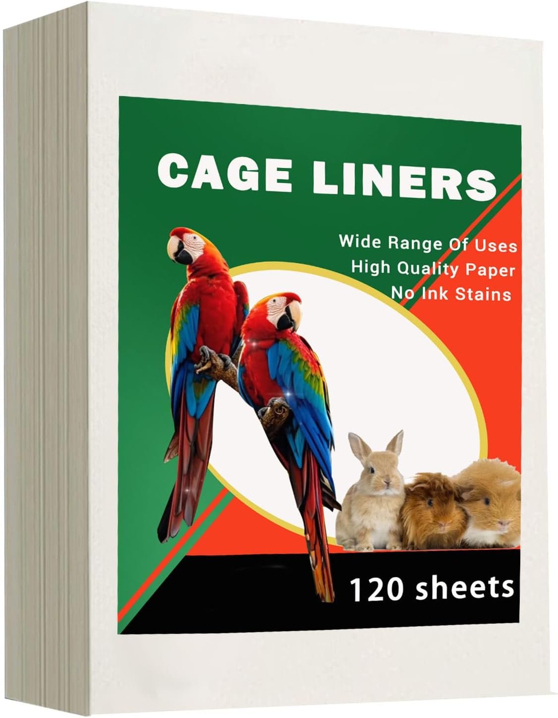 ZIQON 120 Pcs Bird Cage Liner Papers Big Size Cage Paper Liners Disposable Cage Paper Liners Precut Absorbent Cushion Pad Mat Accessories for Pet Bird Parrot (White, 18.5 * 18.5 inch)