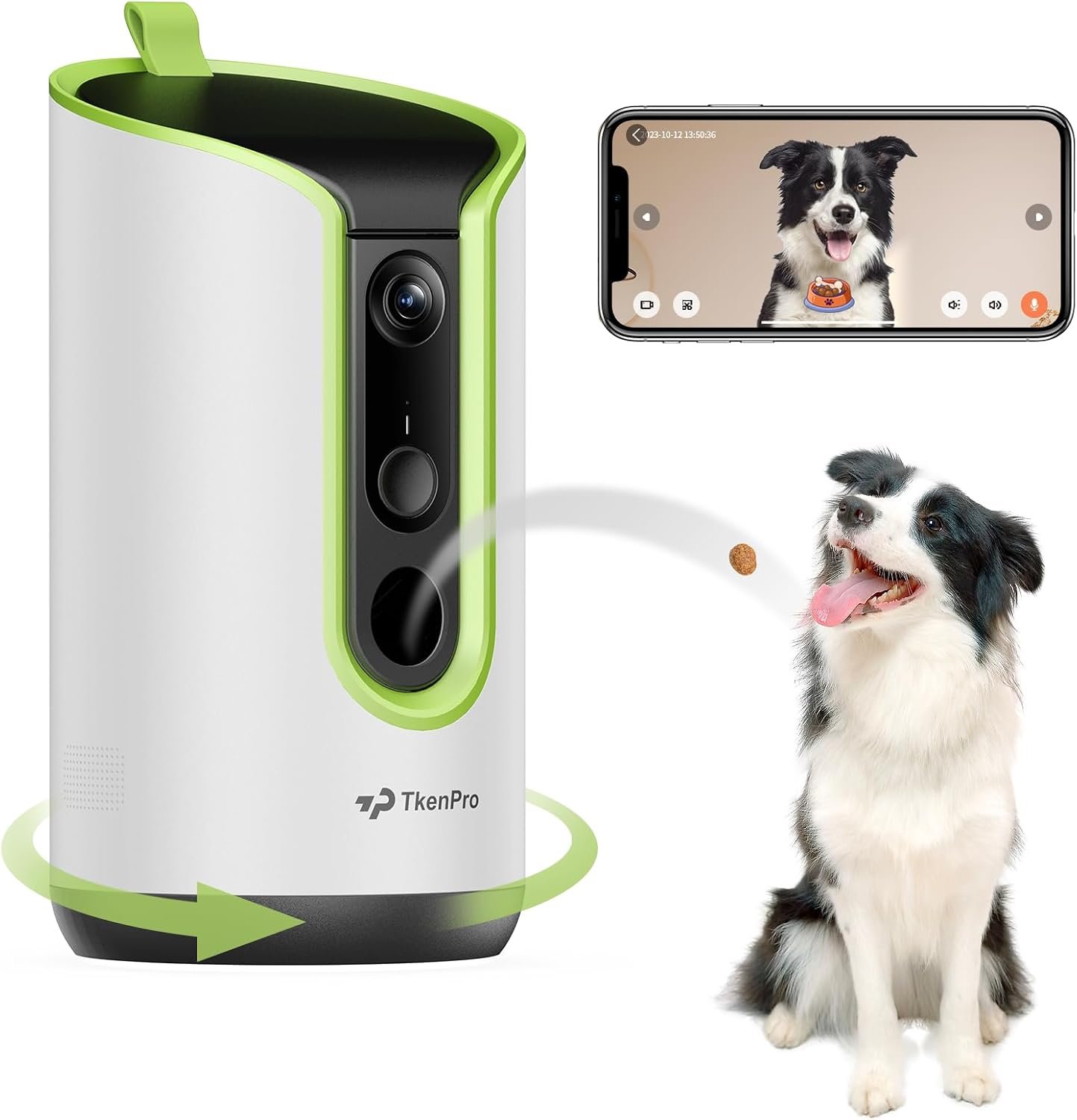 TKENPRO 5MP Ultra HD Pet Camera – Dog Camera with Treat Dispenser, Remote Treat Tossing via Phone App, 360° Auto Tracking & Motion Alerts, 5G&2.4G WiFi for Cats Indoor