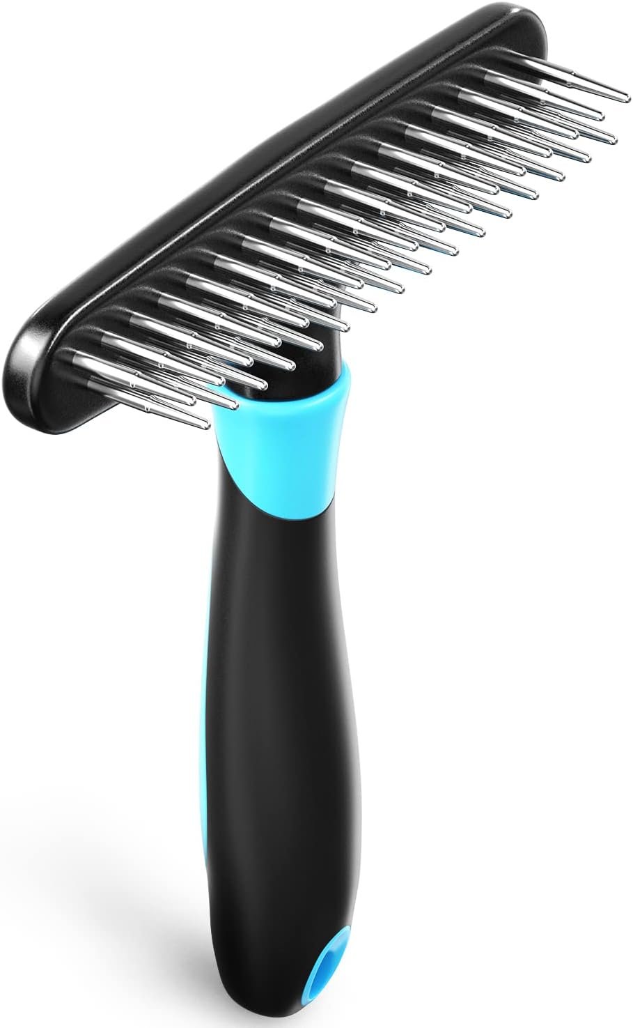 DOGI Deshedding Brush – Undercoat Rake for Dogs, Cats, Matted, Short, Long Hair Coats – Double Row Stainless Steel Pins – Reduce Shedding by 90% (Blue)