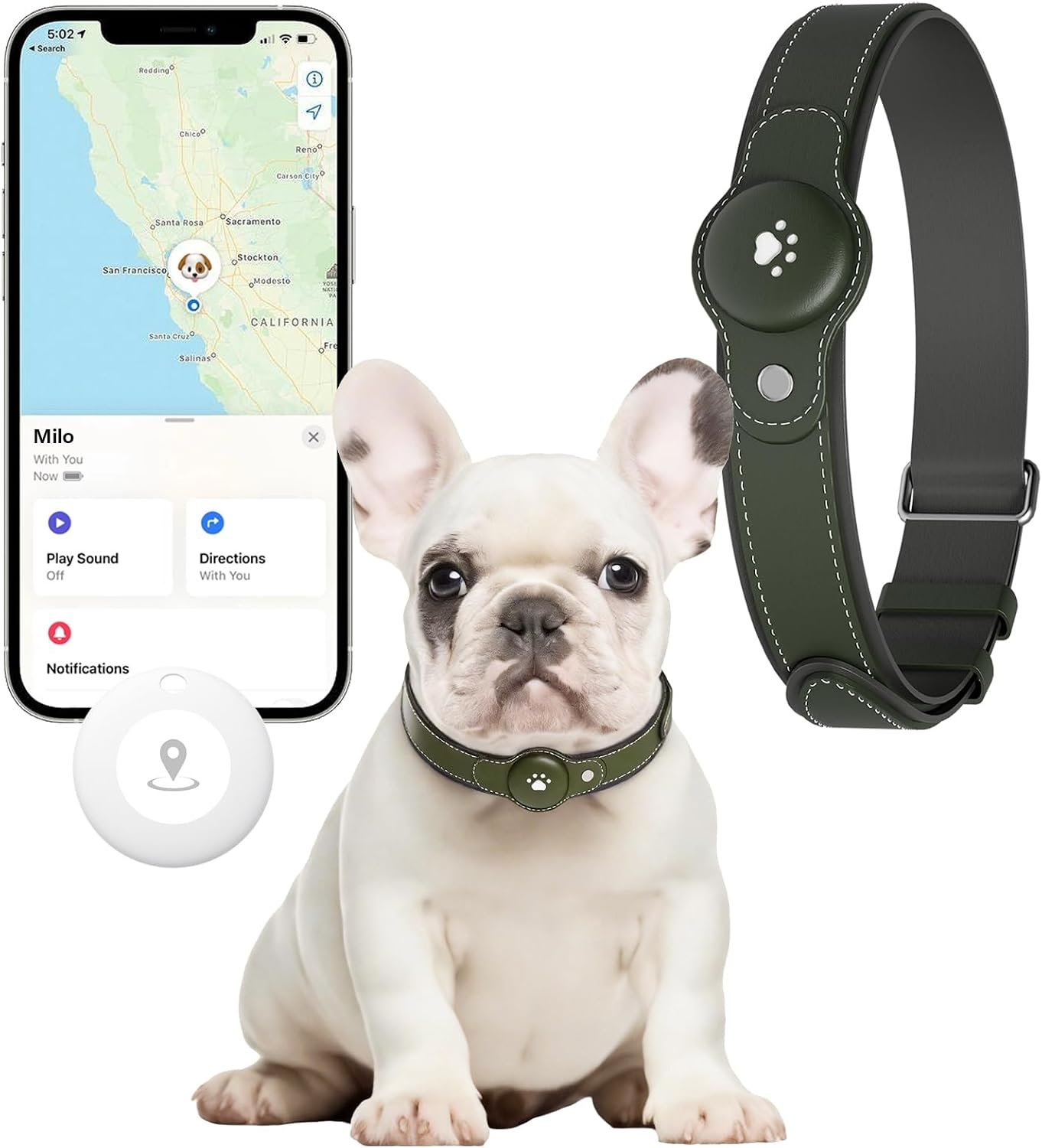 aterproof, Anti-Lost,365-Day Long Battery Life GPS Tracker Dog Collar(Tracker Included)