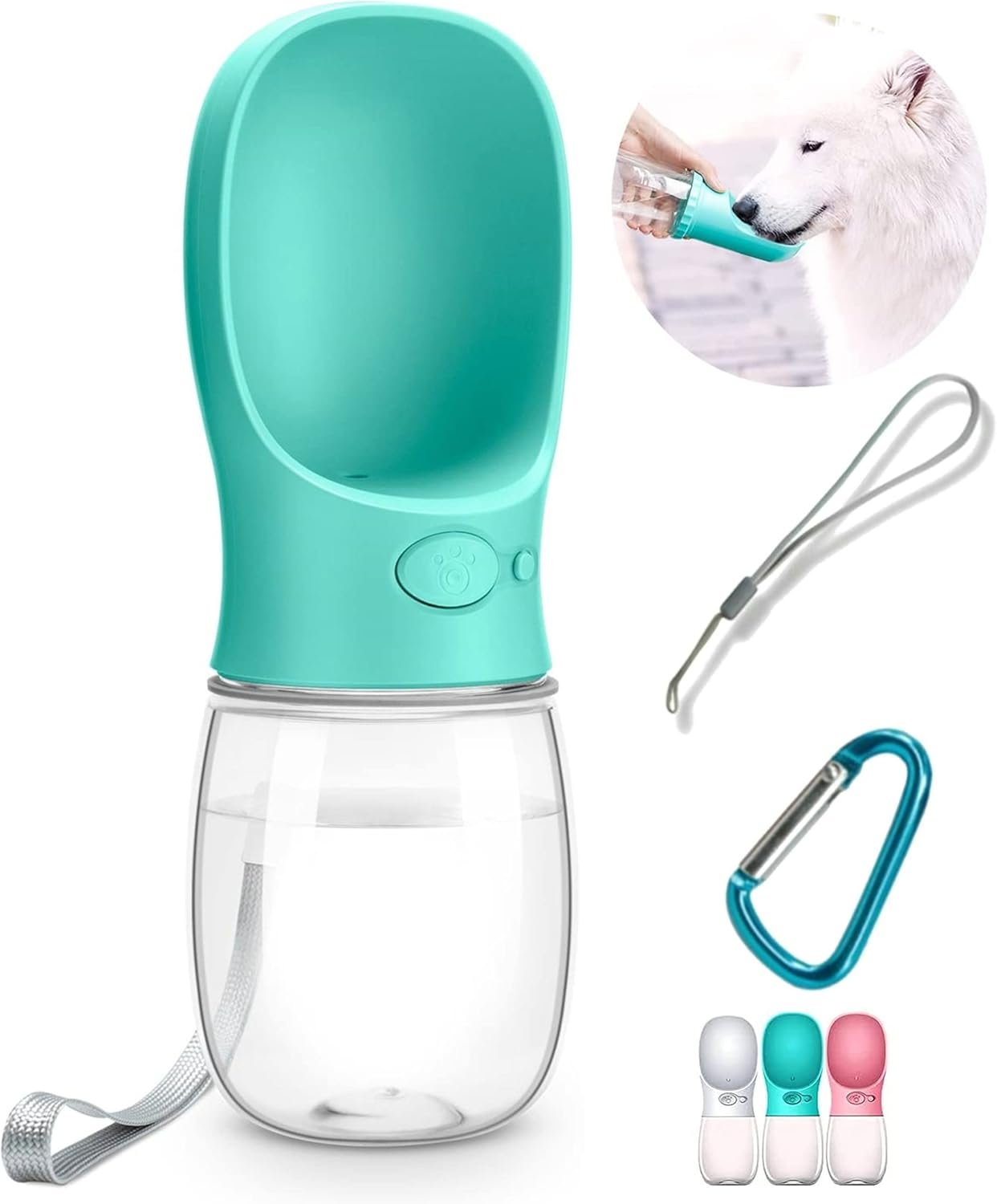 DEYACE Dog Water Bottle, Leak Proof Portable Pet Water Bottles for Dogs, Puppy Water Dispenser with Drinking Feeder for Travel (Teal 12oz)