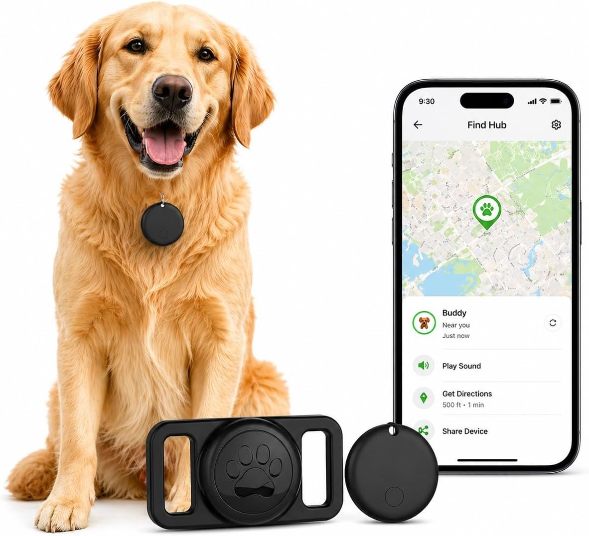 GPS Collar for Dogs,Pet Tracker (Android Only) Smart tag,Waterproof Compatible with Google Find My,No Monthly Fee,Advanced Tracking Solution Smart Collar for Pet Safety Ideal Small Large Dogs