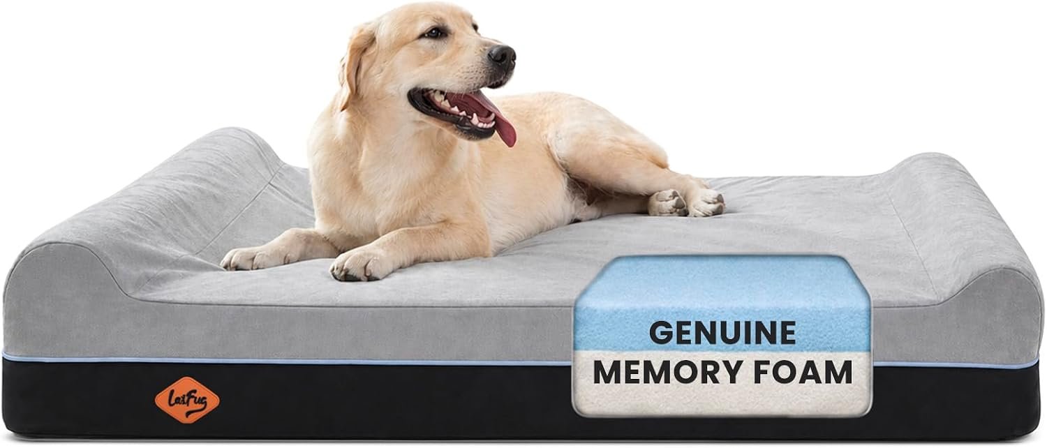 Laifug Orthopedic Dog Beds for Large Dogs,7″ Memory Foam Dog Beds,Durable Water Proof Liner Removable and Washable, Nonskid Bottom, Slate Grey 50″x36″x10″