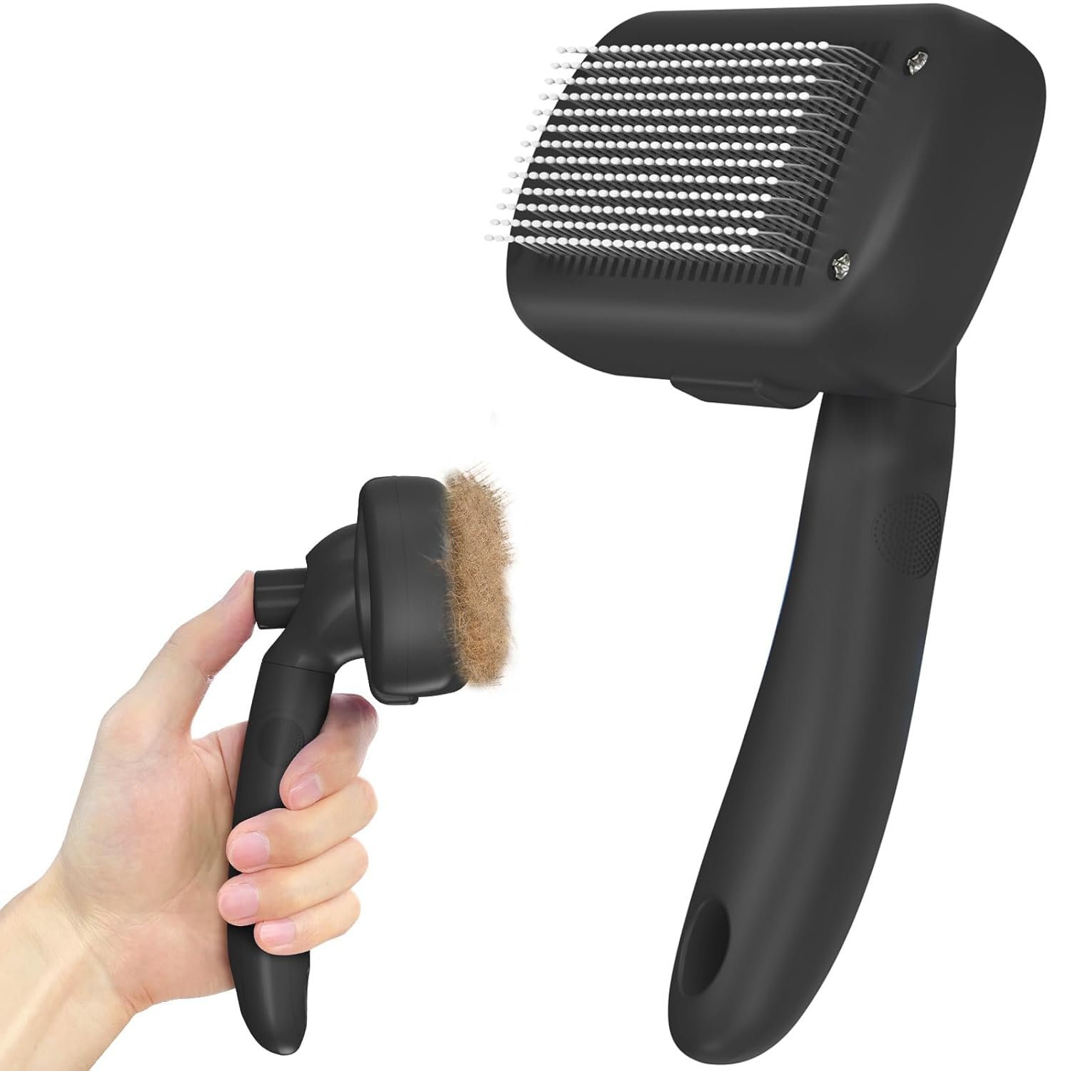 Dipoo Self Cleaning Shedding Brush – Skin Friendly Grooming Tool for Dogs, Cats, and Puppies, Deshedding and Hair Removal for Long and Short Haired Pets, Black | Skin Friendly Grooming Deshedding Tool and Hair Removal for Long and Short Haired Pets