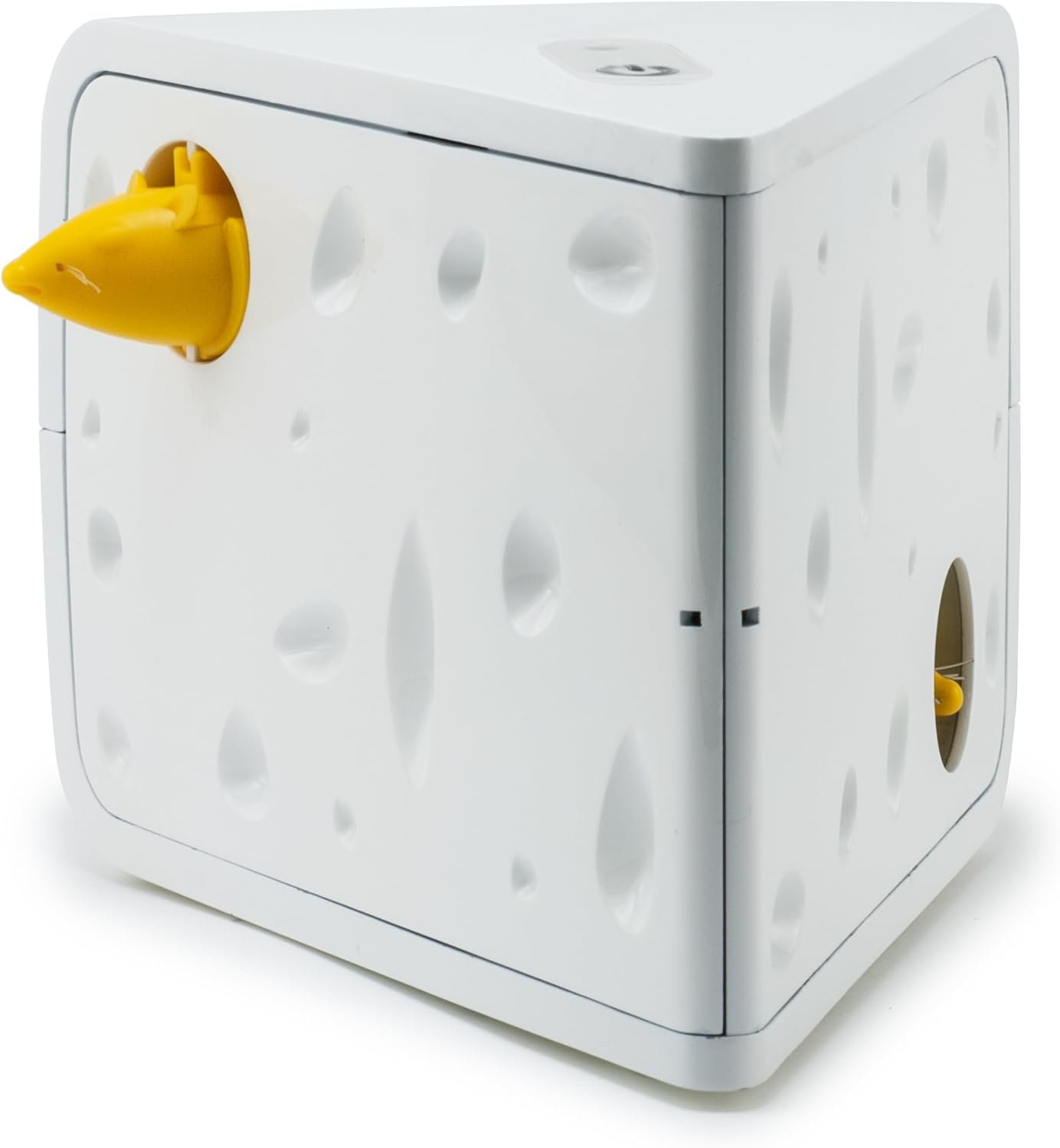 PetSafe Cheese – Interactive, Electronic Cat Toy – Peek-A-Boo Mouse Hunt Game – Hide and Seek for Bored and Anxious Cats – Kitten Teaser Toy – Automated Cat Toy for Cat Enrichment and Exercise | Interactive Mouse Hunt Game, 2 Toy Mice Pop from Cheese Block, 3 Auto Play Sessions, 10-15 Min Auto Shutoff Preserves Battery