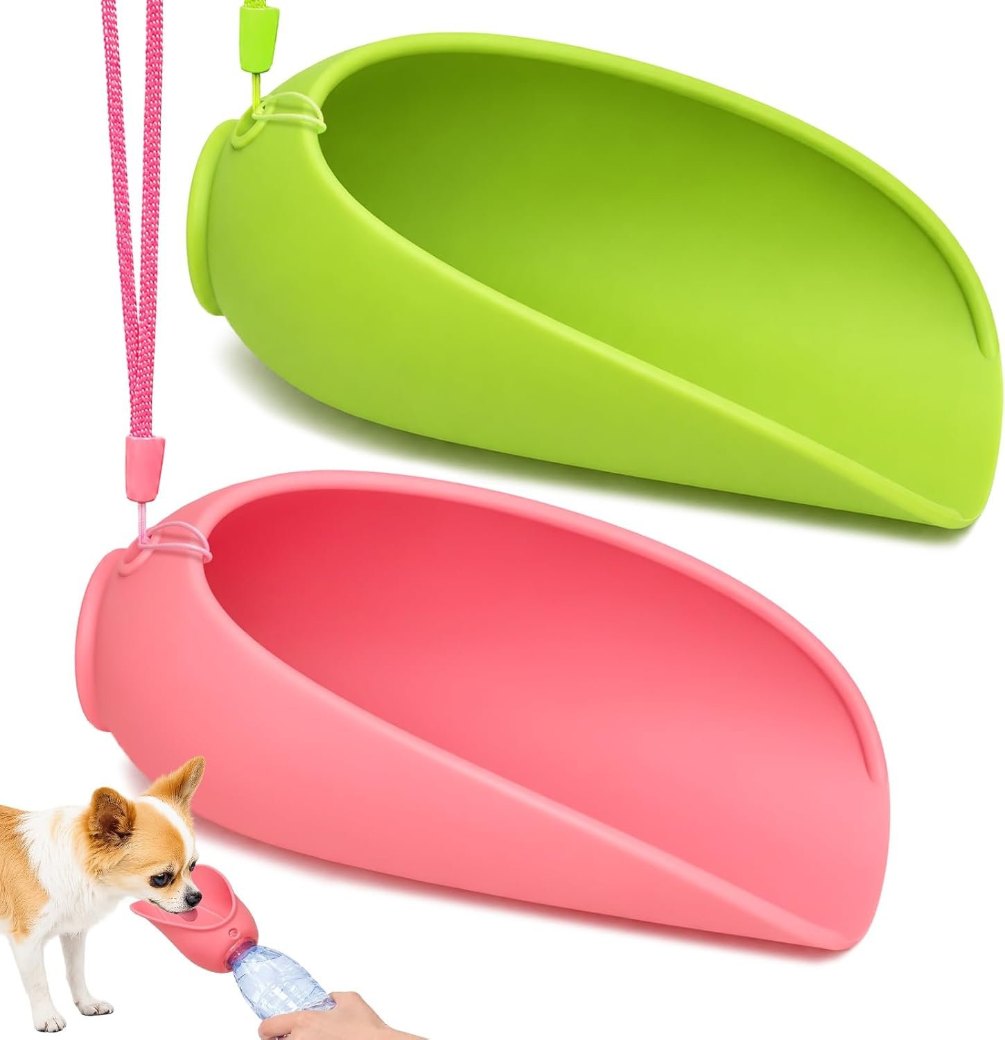 2-Pack Foldable Silicone Dog Water Bowls, Leak-Resistant Travel Bowls | Slip-on travel bowls for water or food; easy to clean and carry for dog walks, hiking, camping and other outdoor activities.
