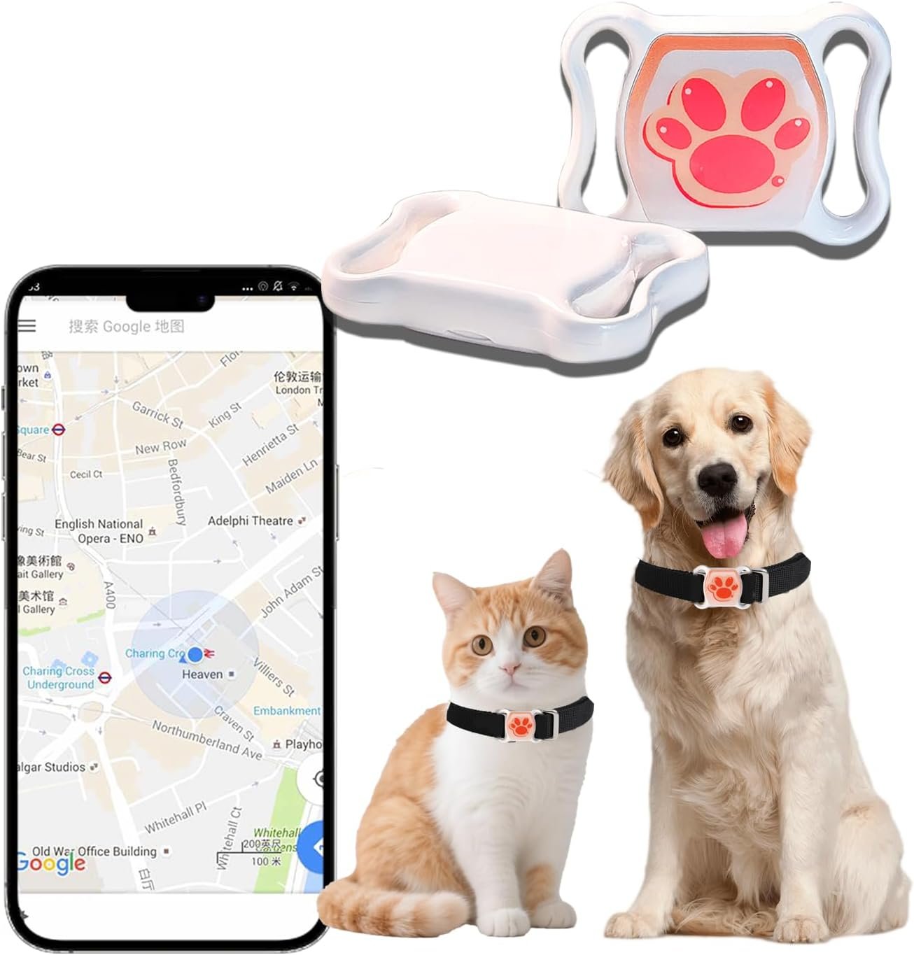 GPS Tracker for Dogs & Cats – No Monthly Fee, Waterproof Real-Time Tracking Collar for Pets, Kids,Luggage & Assets | 367-Day Battery Life | iOS & Android Compatible | Anti-Lost Device
