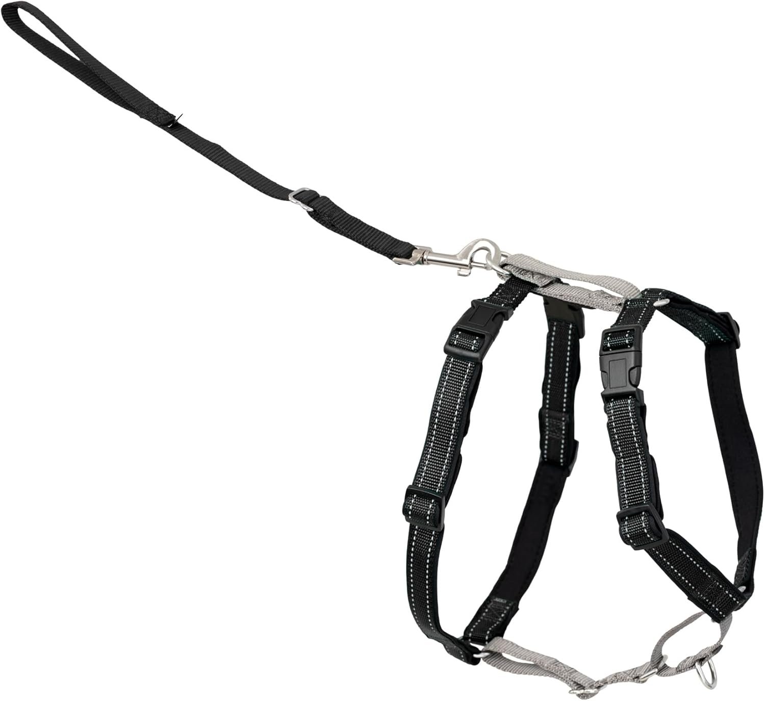 PetSafe 3 in 1 No-Pull Dog Harness – Walk, Train or Travel – Helps Prevent Pets from Pulling on Walks – Seatbelt Loop Doubles as Quick Access Handle – Reflective Accents – Small, Black | Rests on Chest Not Throat to Reduce Pulling, 5 Adjustment Points, Car Restraint Seatbelt Loop, Reflective Nylon for Low Light
