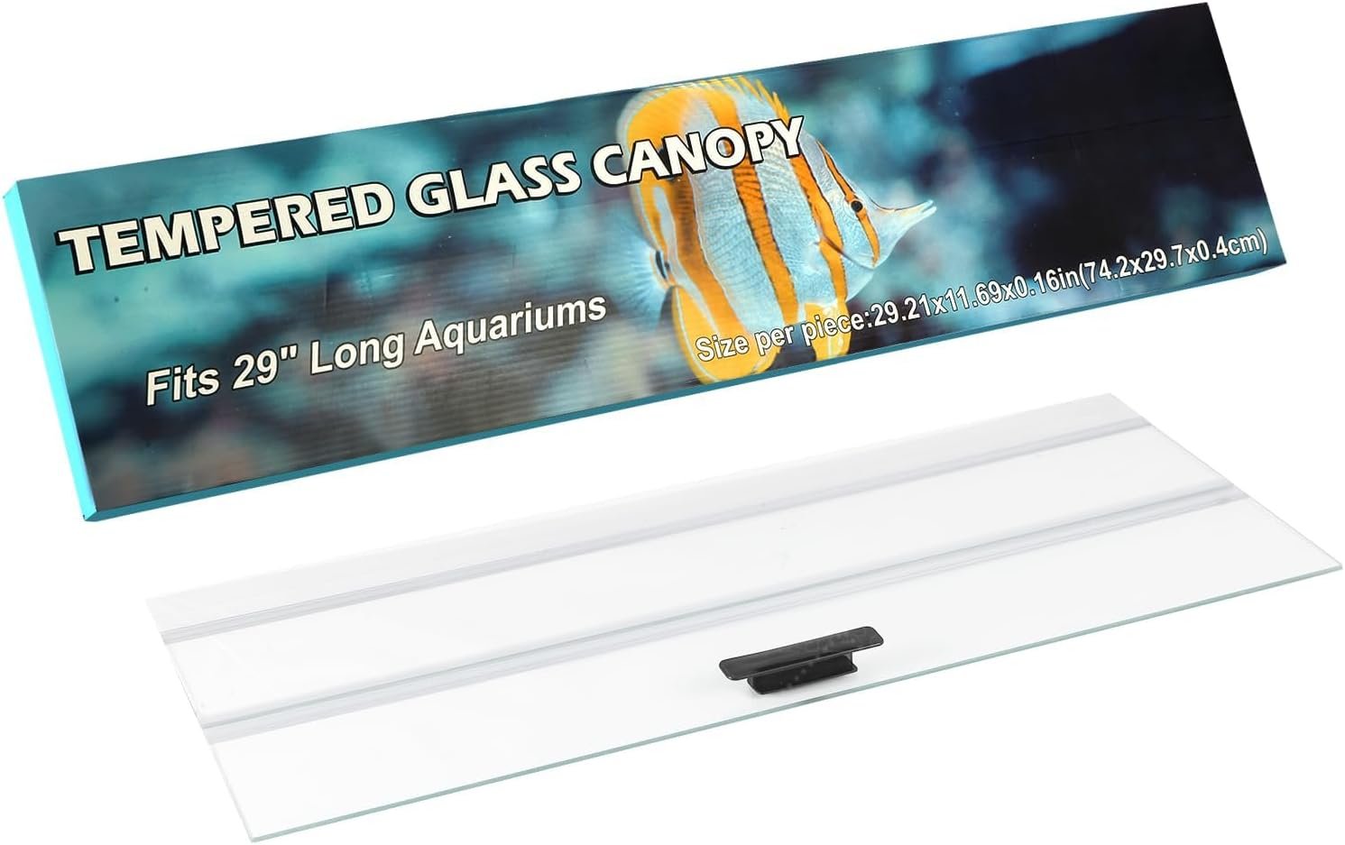 29.21×11.69 x0.16in Clear Tempered Glass Canopy | Aquarium Fish Tank Hoods FITS FOR most 20Long/29 gallon Fish tanks (Aqueon, marine land & perfecto)