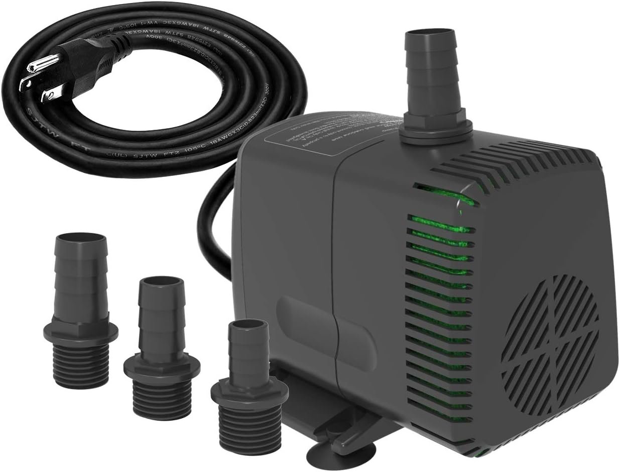 Submersible Water Pump 880GPH Pond Pump for Fountains | 10ft Lift, 9.8ft Power Cord, Ultra Quiet, Over Heating Protection for Pond, Fountain, Hydroponic, waterfall, Aquarium