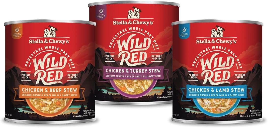 Stella & Chewy’s Wild Red Wet Dog Food Variety Pack Stews High Protein Recipes, 10 Ounce (Pack of 3)