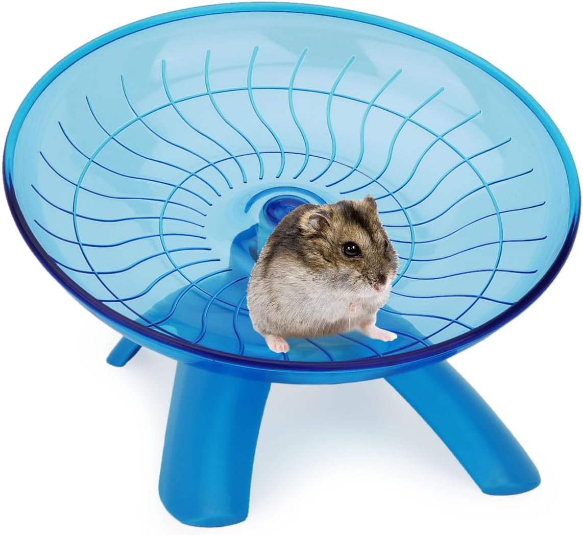 Hamster Wheel Flying Saucer Silent Exercise Wheel Running Wheel for Hamsters, Gerbils, Mice and Other Small Pets, Silent Hamster Running Wheel(Blue) | Non-slip surface, smooth & quiet spinning, durable plastic, encourages healthy exercise, for dwarf hamsters/mice/gerbils
