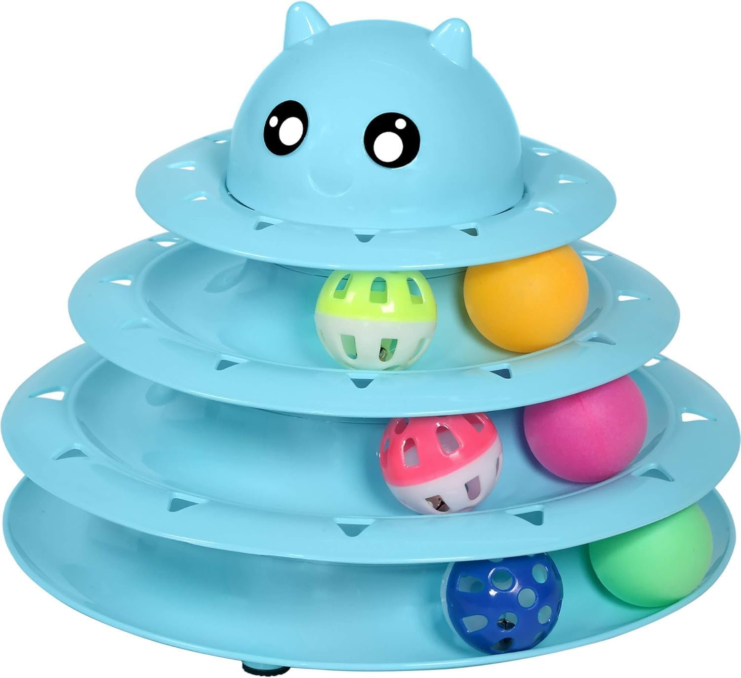UPSKY Cat Toy Roller 3-Level Turntable Cat Toys with Six Colorful Balls | Puzzle Kitten Toys, Sturdy Structure, Detachable Design, Easy to Assemble, Anti-Slip, Reduces Boredom for Indoor Cats