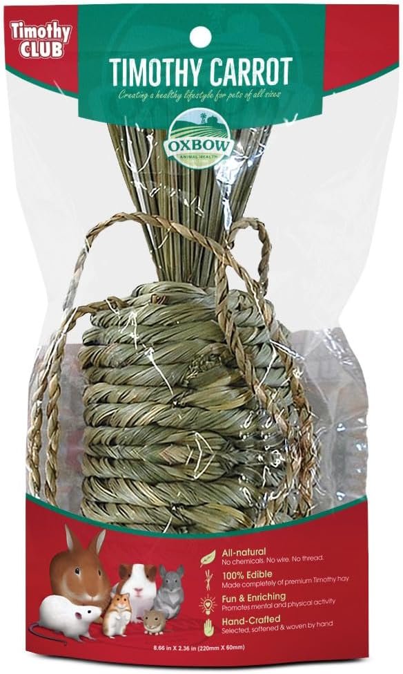 Oxbow Timothy Hay Carrot, Rabbit & Guinea Pig Toys, Bunny Enrichment Toys | Rabbit Chew Toys, Guinea Pig Enrichment, Guinea Pig Chew Toys, Rabbit Enrichment, Natural Materials, Small Pet Accessories