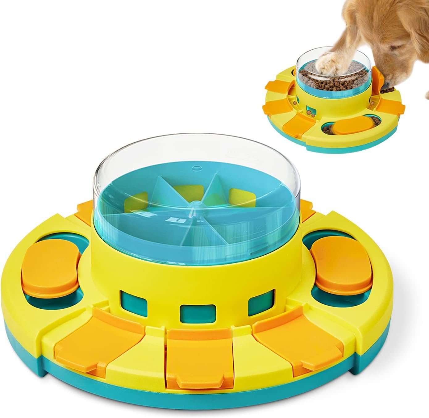 Potaroma Dog Puzzle Toy 2 Levels, Slow Feeder, Pup Food Treat Feeding Dispenser for IQ Training and Entertainment for All Breeds 4.2 Inch Height | Pup IQ Training and Entertainment for All Breeds 4.2 Inch Height