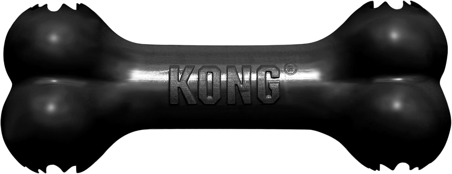KONG – Extreme Goodie Bone – KONG’s Most Durable Natural Rubber Dog Bone for Power Chewers – Black – For Medium Dogs