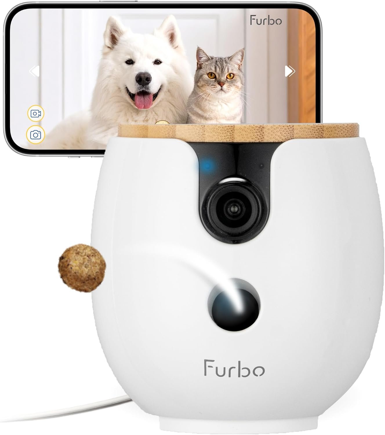 Furbo Mini 360° Pet Camera [No Monthly Fee] | Clear 2K QHD Video, 360° Rotating View, Barking/Meowing Alerts, 2-Way Audio, Color Night Vision, Pet Monitoring, No AI Alerts