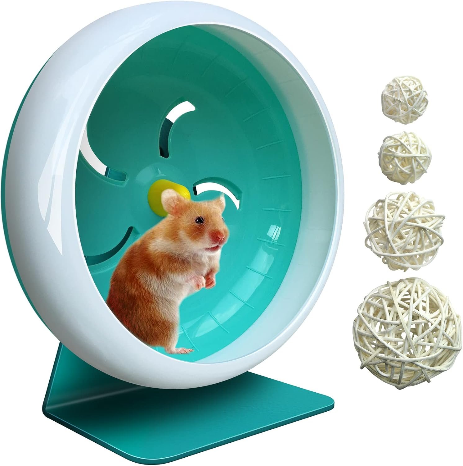 lazYYzal Hamster Silent Wheel, Super-Silent Small Animal Exercise Wheel Accessories, Quiet Hamster Running Wheels with Adjustable Stand for Hamsters,Gerbils,Mice, Small Pet 7in (Blue A)