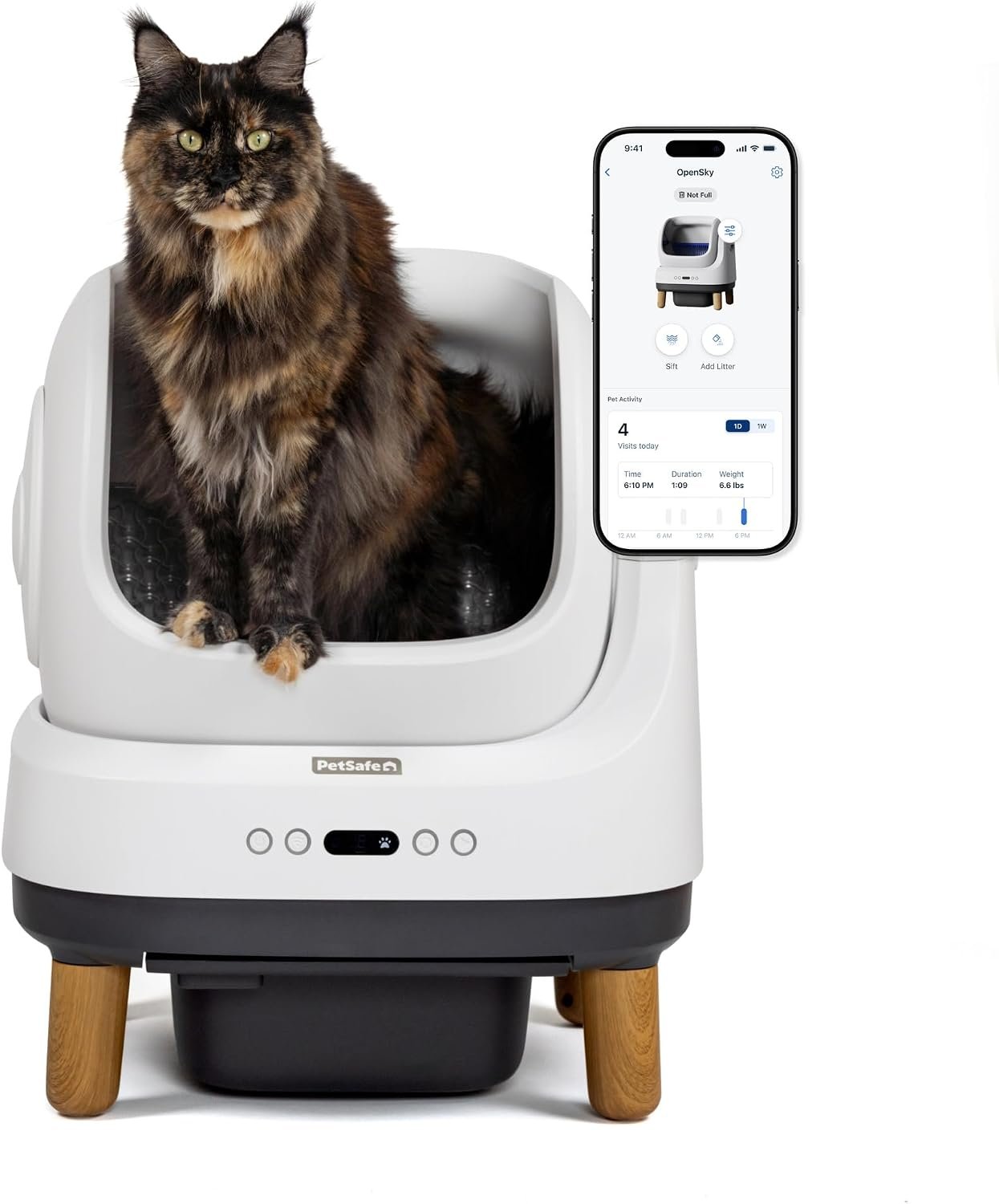 PetSafe ScoopFree OpenSky Self-Cleaning Litter Box | Advanced Odor Control, App Controlled with Health Monitoring, Works with Any Litter, Up to 2 Weeks of Hands-Free Cleaning