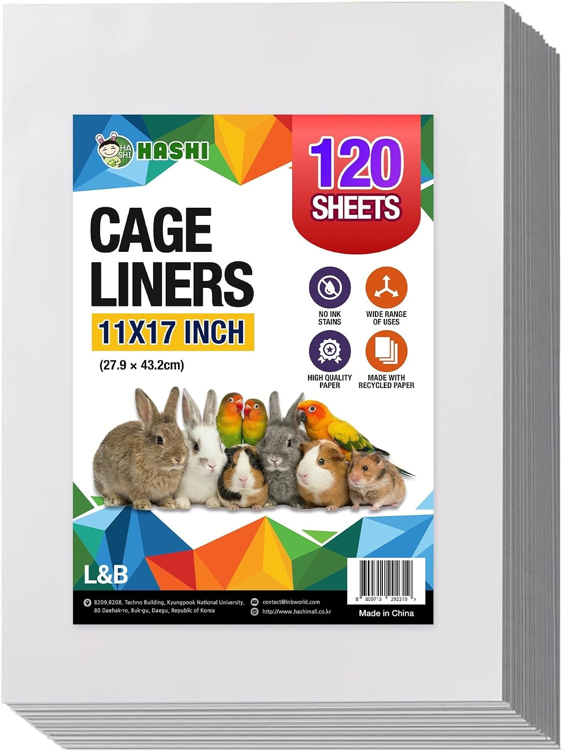 HA SHI Bird Cage Liners, 11 x 17 in, 120 Unprinted Sheets, Absorbent Paper | 120 unprinted newsprint sheets, 11 x 17 in, gray. Ink-free liners for bird cages and small pet enclosures. Trim to fit.