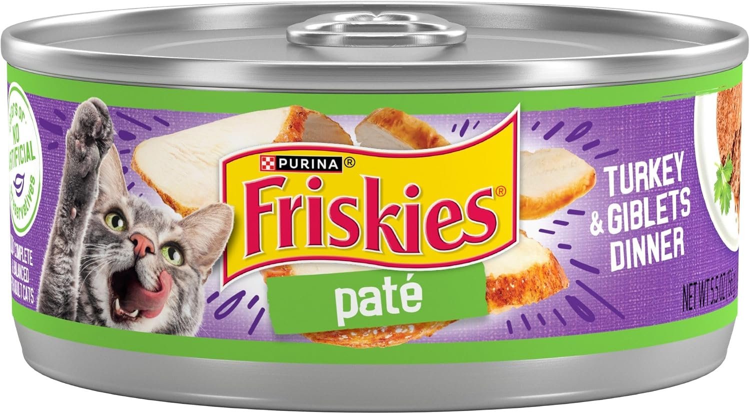 Purina Friskies Wet Cat Food Pate Turkey and Giblets Dinner – (Pack of 24) 5.5 oz. Cans