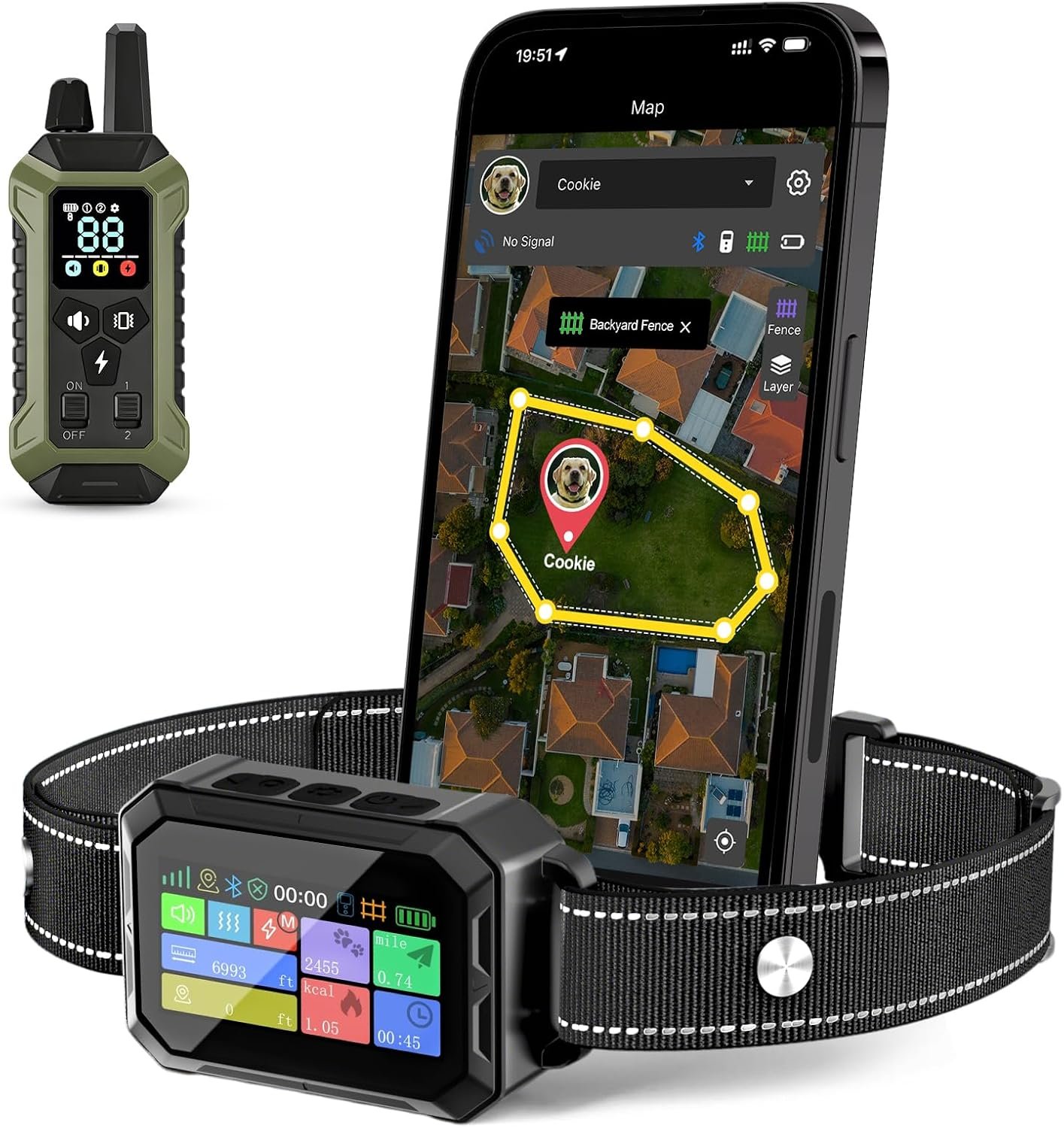 GPS Wireless Dog Collar Fence System – No Monthly Fee App Control, Custom Polygon Boundary & Remote Training, Free Phone Tracker for Up to 5 Pets, Virtual Electric Fence for Dogs