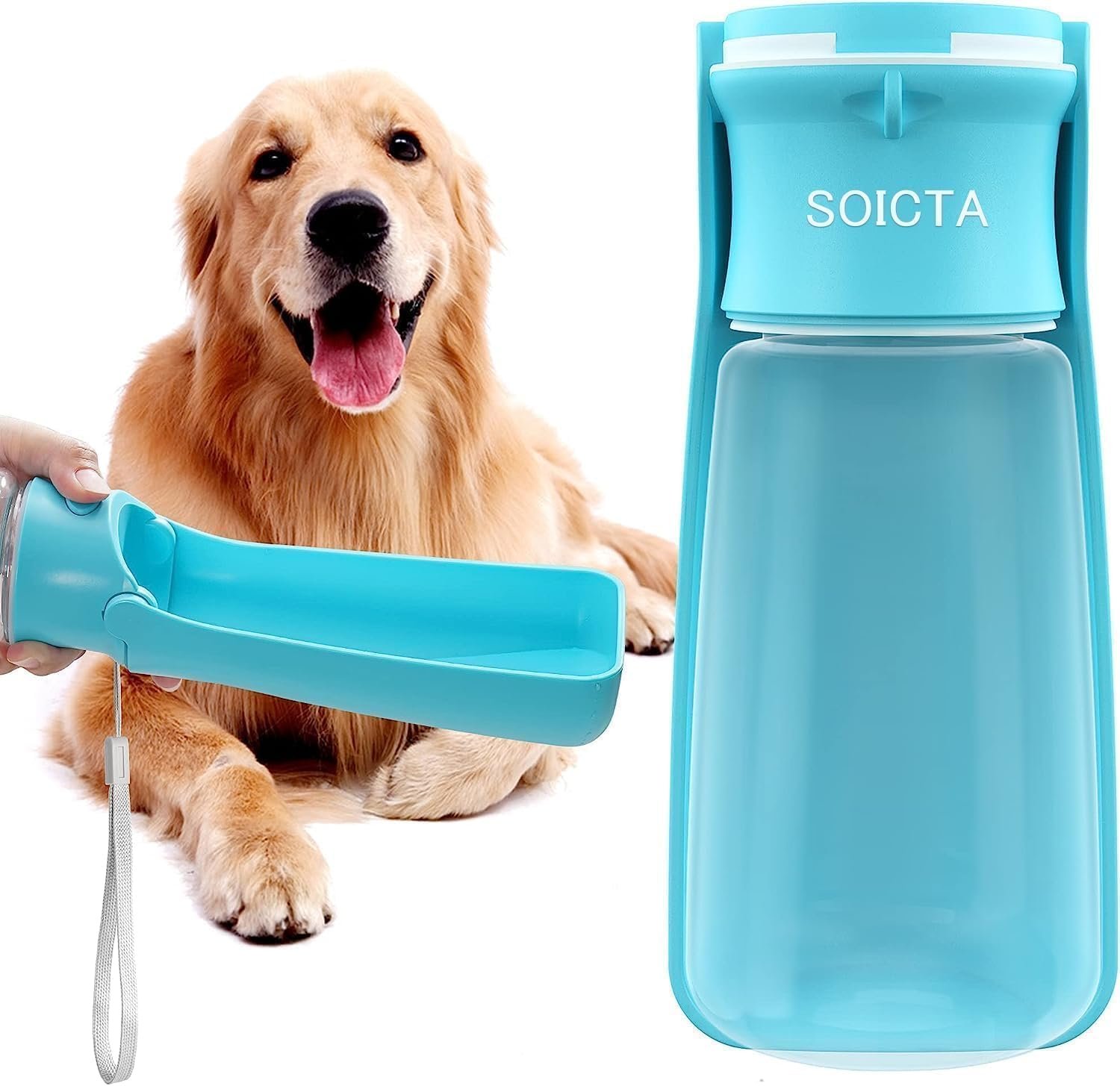 SOICTA Portable Dog Small Animals Water Bottle for Walking 19 OZ or 12 OZ Pet Water Bottles for Puppy Medium Large Dogs Little Animals Water Dispenser Dog Small Animals Water Bowl