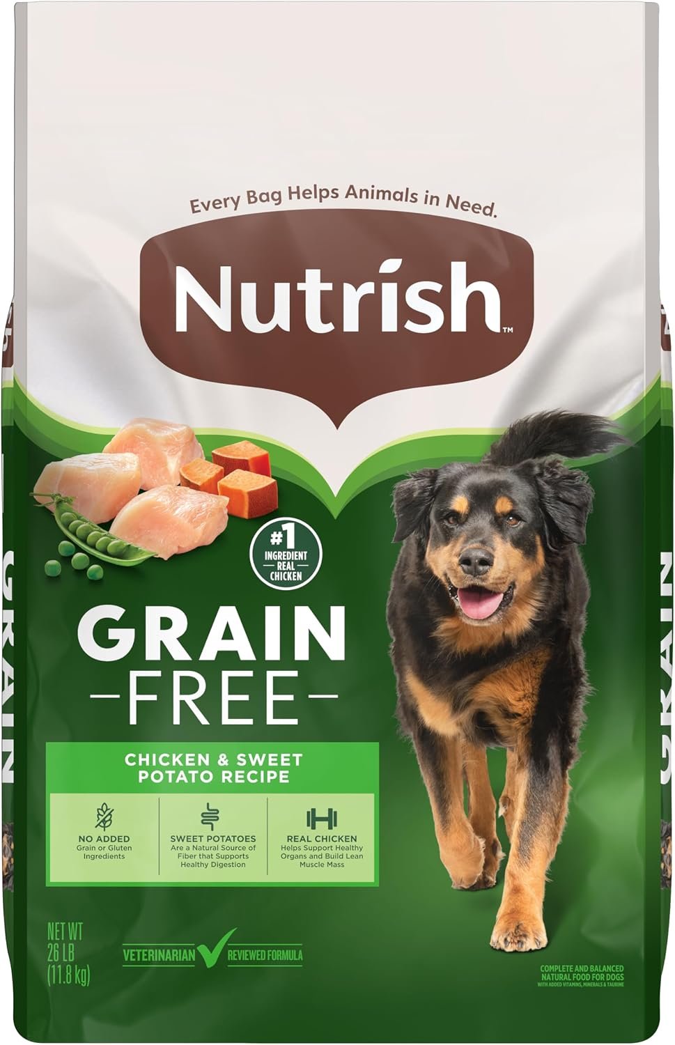 Nutrish Grain Free Chicken Dry Dog Food, 26 lb. Bag, (Rachael Ray) | Made with Sweet Potatoes to Support a Healthy Digestion, No Added Grain or Gluten Ingredients or Artificial Preservatives