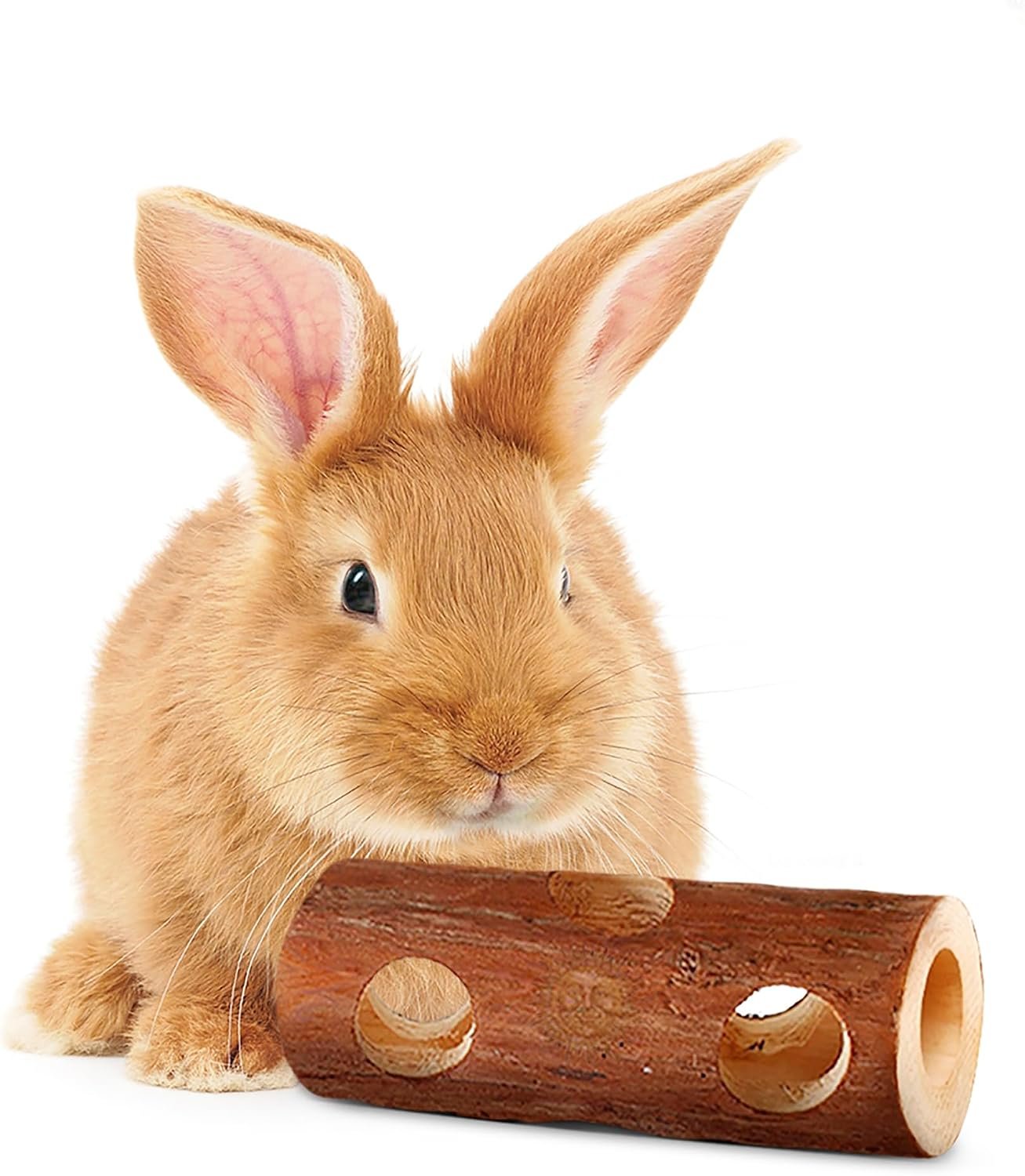 SunGrow Rabbit Log Chew, 8 Inches, Fresh Lumber Contemporary Textured Design, Log Chew Teeth Care Toy, for Chinchilla, Hamster, Guinea Pig, Gerbils, Small Animals