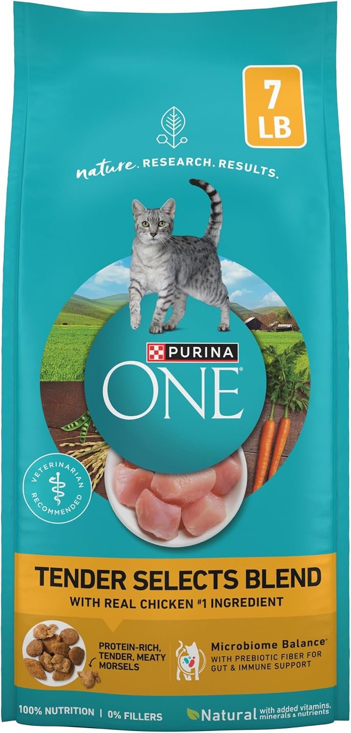 Purina ONE Natural Dry Cat Food, Tender Selects Blend With Real Chicken – 7 lb. Bag