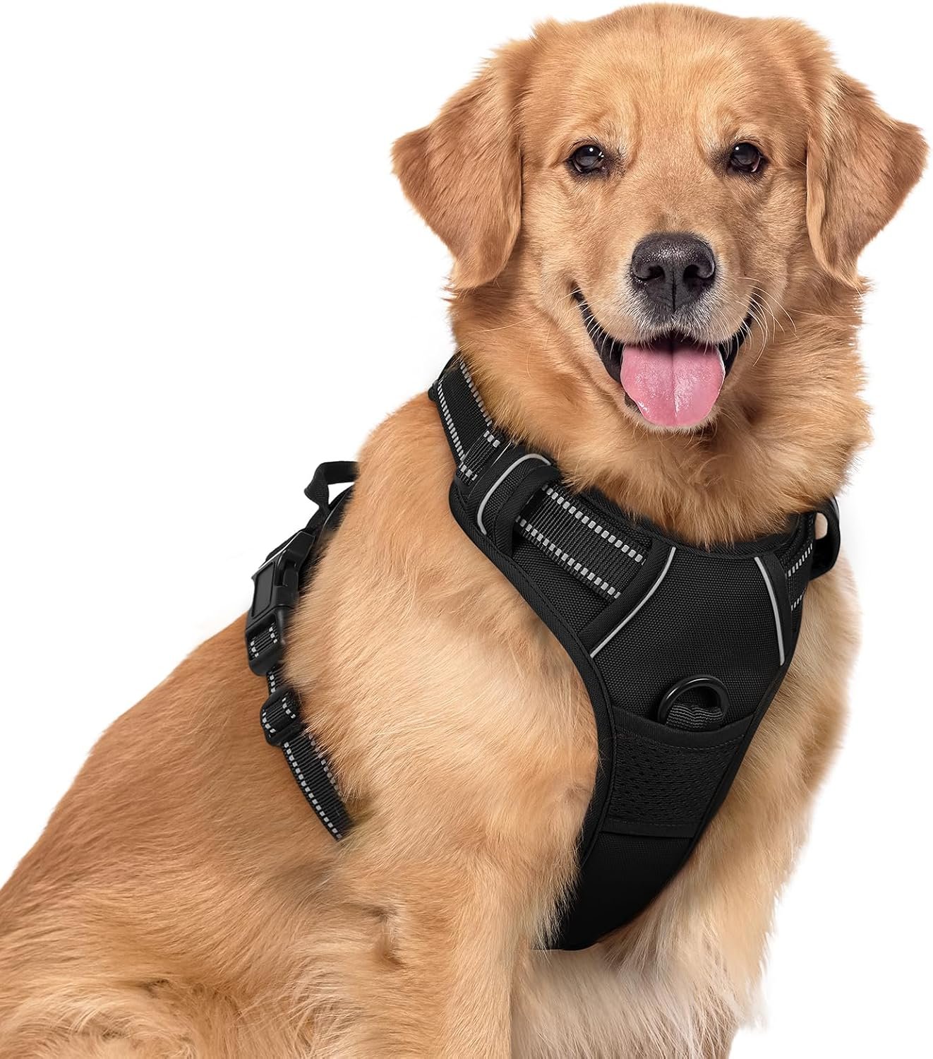 rabbitgoo Dog Harness, No Pull for Large Dogs with 2 Leash Clips, Pet Vest | No Choke with Handle, Adjustable Soft Padded, Reflective, Easy Control for Walking, Black, X-Large
