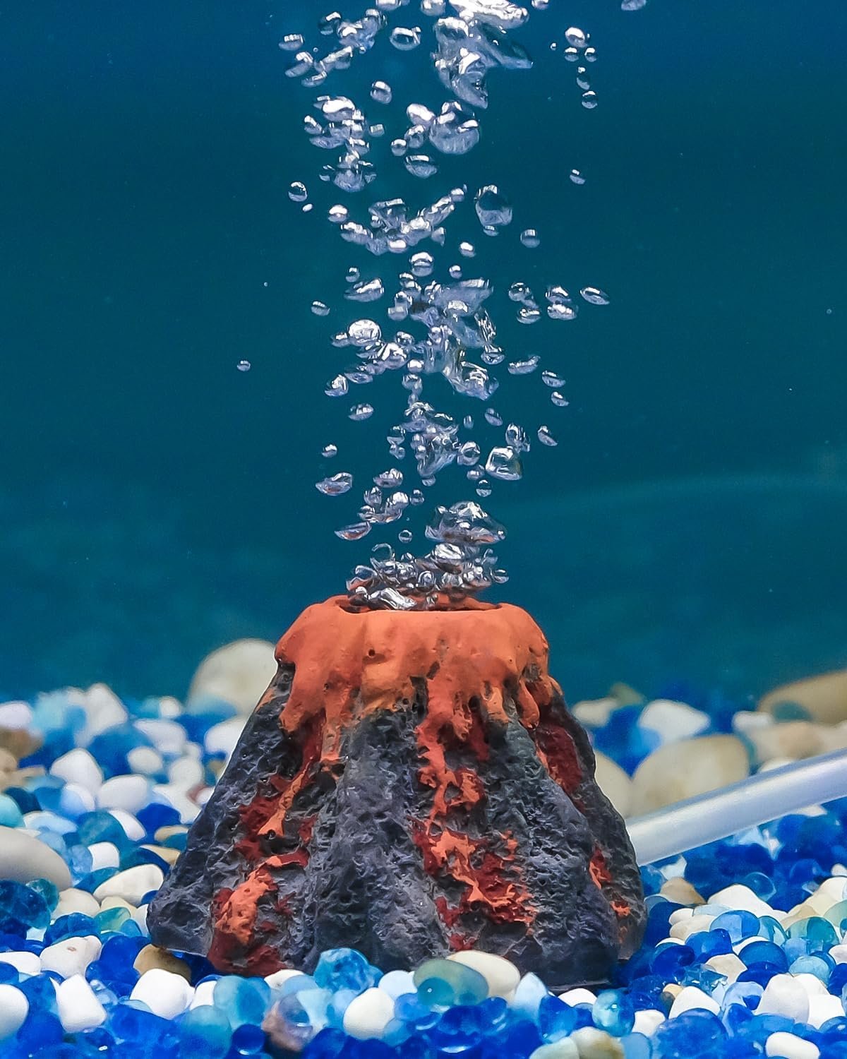 Uniclife Aquarium Volcano Ornament Kit Fish Tank Decoration Mini Resin Volcanic Decor for Fish Tank with Air Stone Bubbler Airline Tubing Accessories for Oxygenation (Air Pump Not Included)