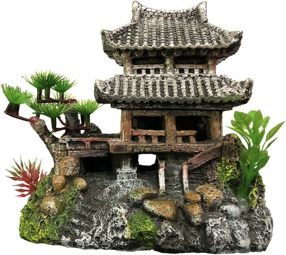 SLOCME Resin Castle Decorations, Multicolor Aquarium Sculpture – Eco-Friendly Fish Tank Castle Ornaments