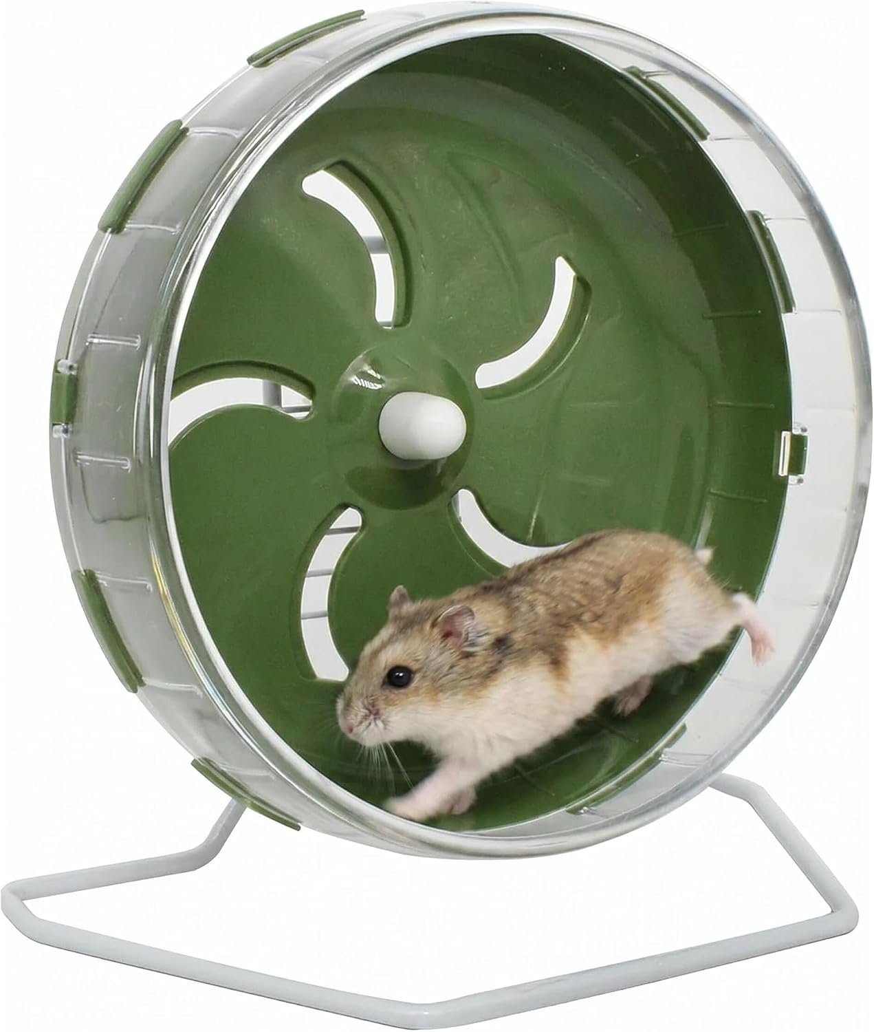 Hamster Wheel, 8.5 inch Silent Hamster Exercise Running Wheel with Stand,Pet Small Animals Exercise Running Toys,Adjustable Quiet Spinner for Guinea Pigs, Sugar Gliders, Gerbils (Green, 8.5in)